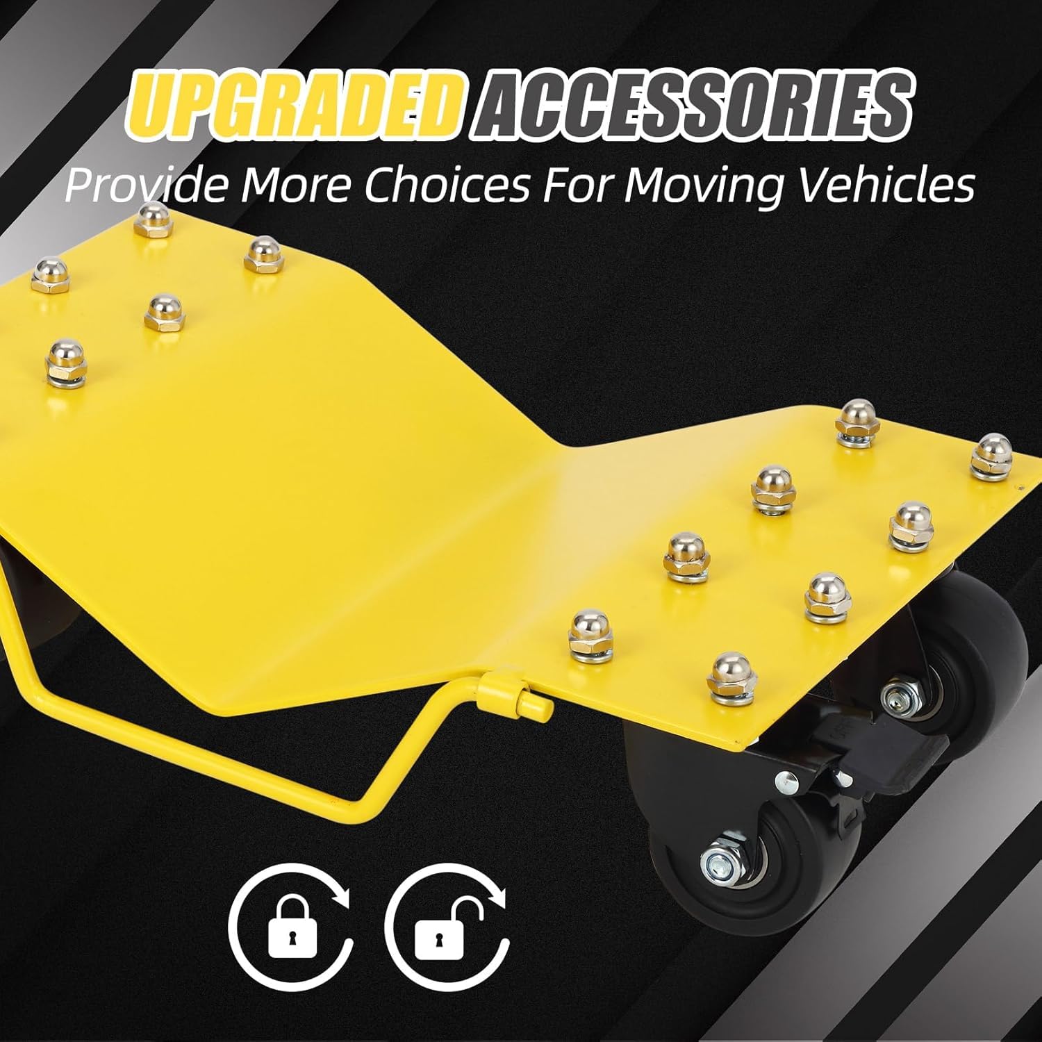 Set di carrelli per ruote per auto per carichi pesanti, capacità 8000 libbre, set di 4 carrelli per ruote, carrello con supporto per pneumatici per spostare auto, camion, motociclette, barche, giall