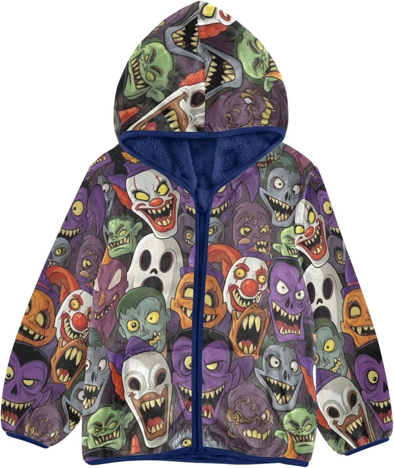 GuoChe Spooky Monsters Pattern Toddler Fleece Jacket Children Coats For Toddlers