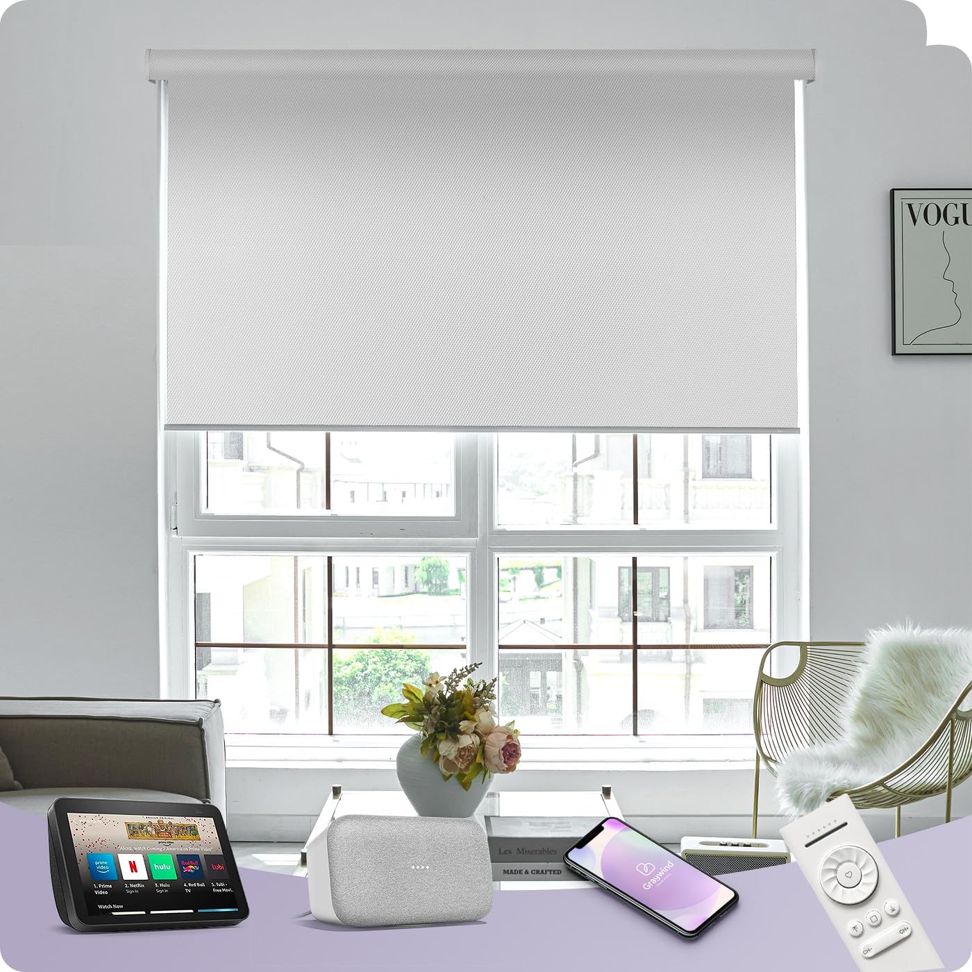 Amazon｜Graywind 電動ロールスクリーン Alexa/Google/Siri対応 100