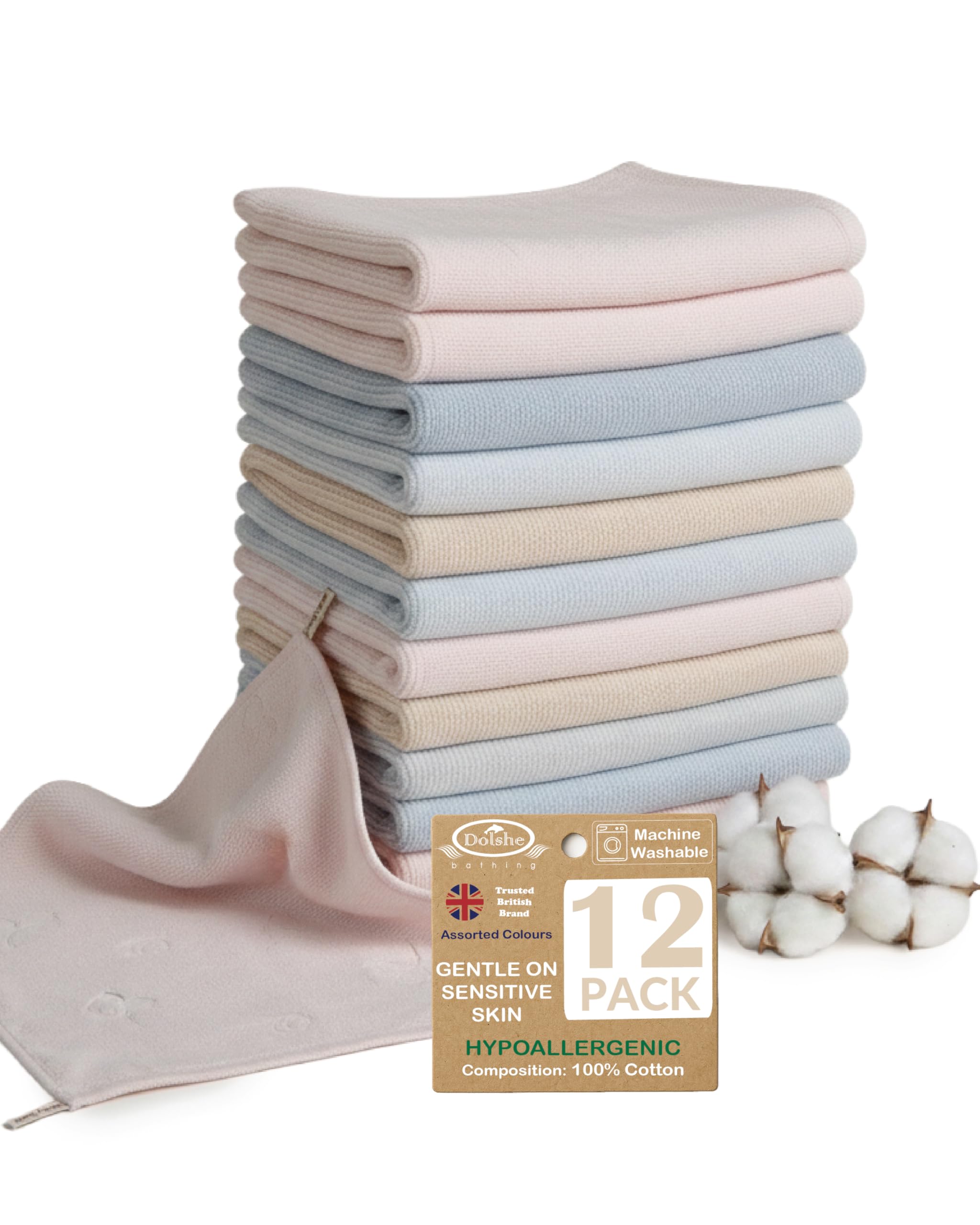 Dolshe Baby Wash Cloth – 6-Layer Cotton Gauze Super Absorbent for Newborn Bath Time – Gentle Shower Cloth & Baby Essentials 12-Pack — image 1