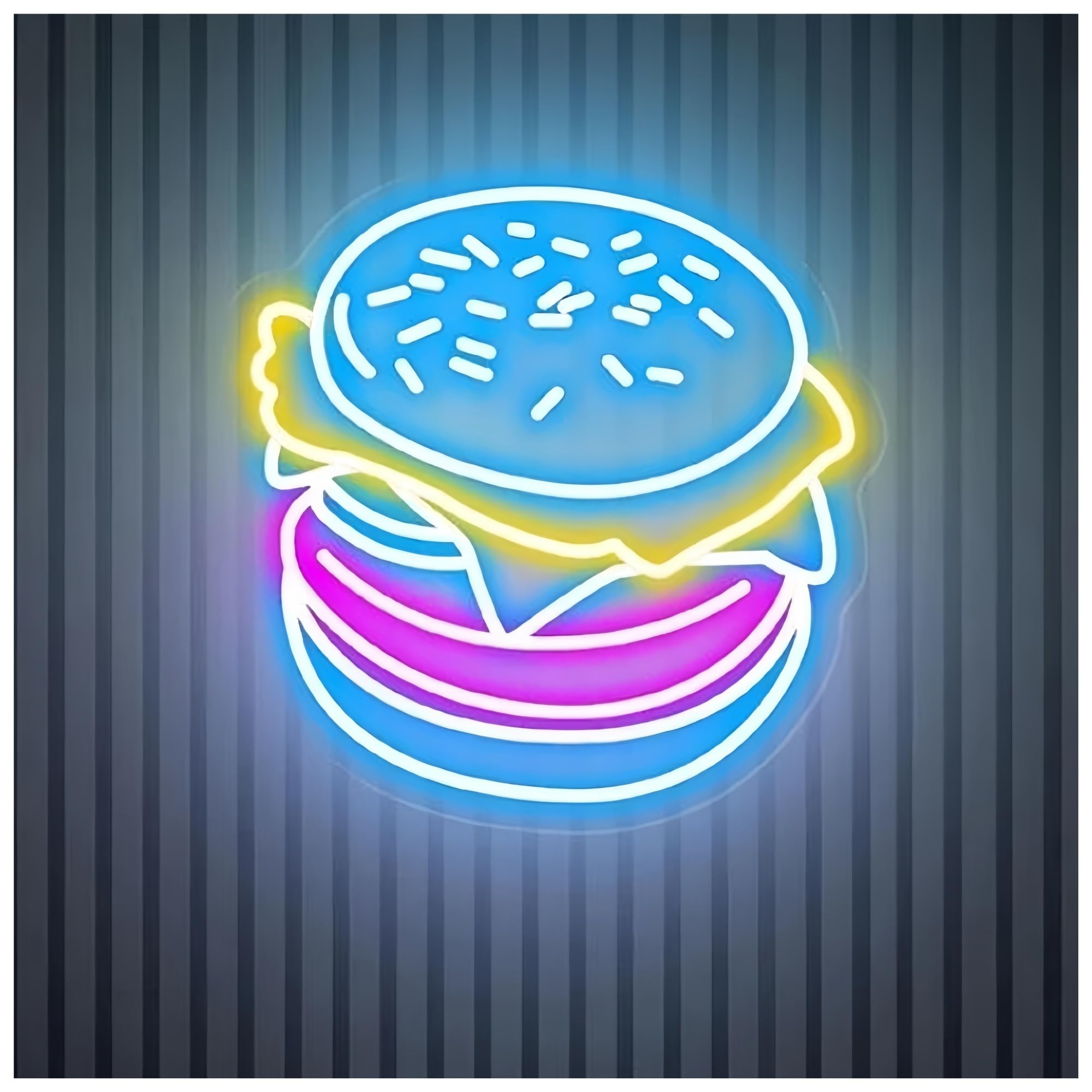 SHOUXI Sign Lamp Burger Neon Sign Hamburger Neon Light Sign Home Wall Decor Coffee Shop Restaurant Decor Fast Food Neon Art(D,50CM)