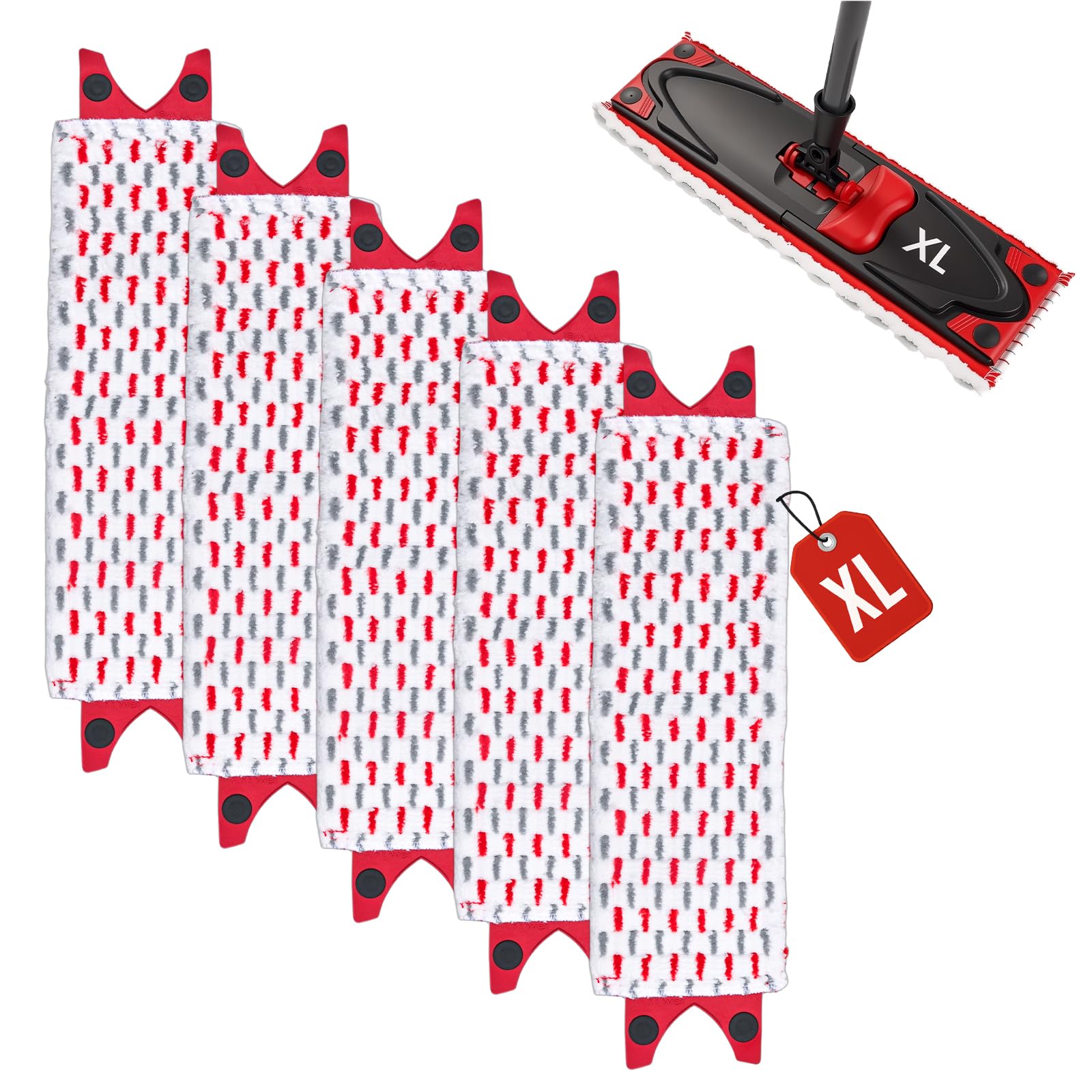5 Pièces Recharge Serpillere pour XL, Microfibre Recharge Balai, Balai Serpillèr Costume, pour Nettoyage des Sols, Absorbe Facilement Saleté (THBD)