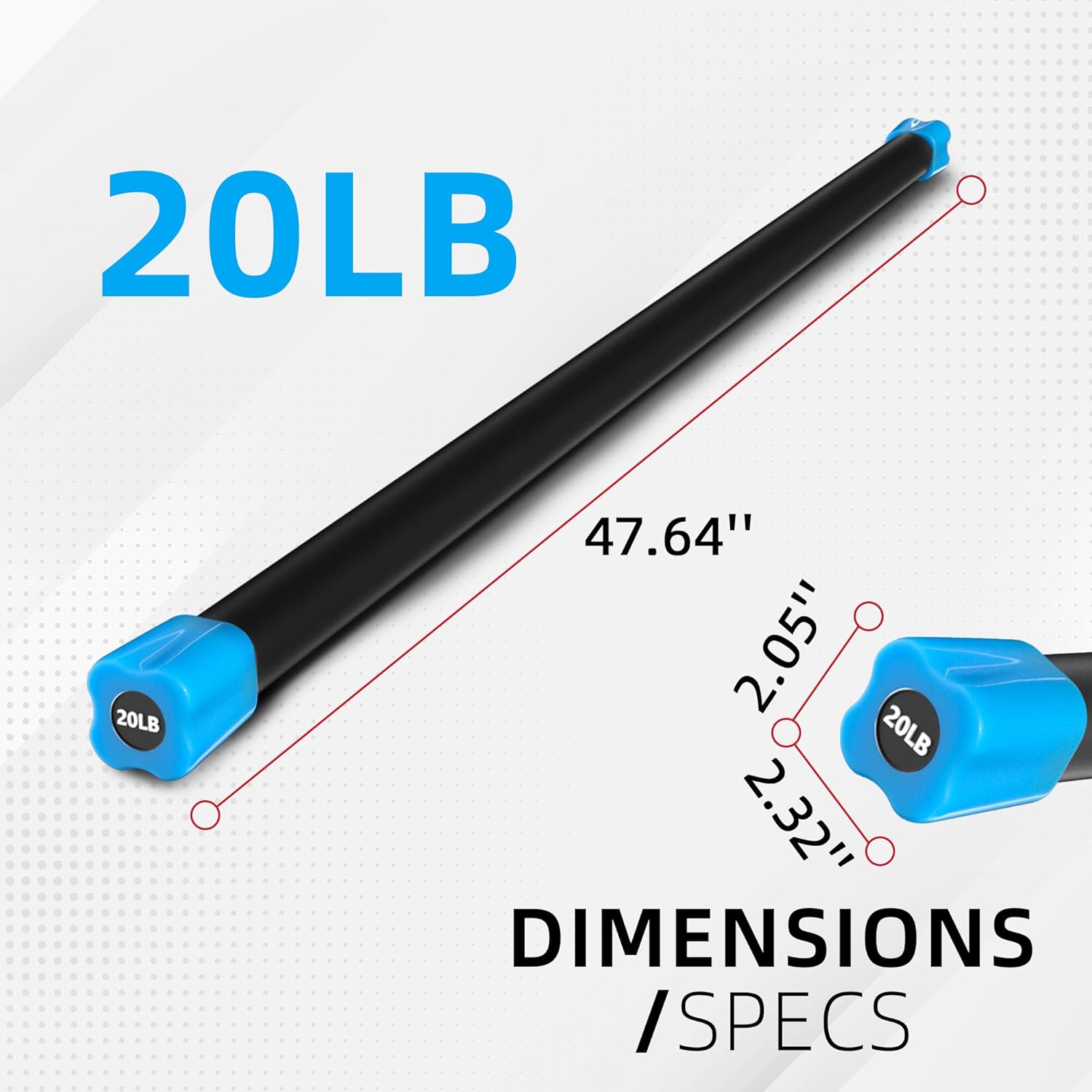Fitvids Total Body Workout Weighted Bar Weighted Workout Bar Weighted Exercise Bar, Multiple Sizes