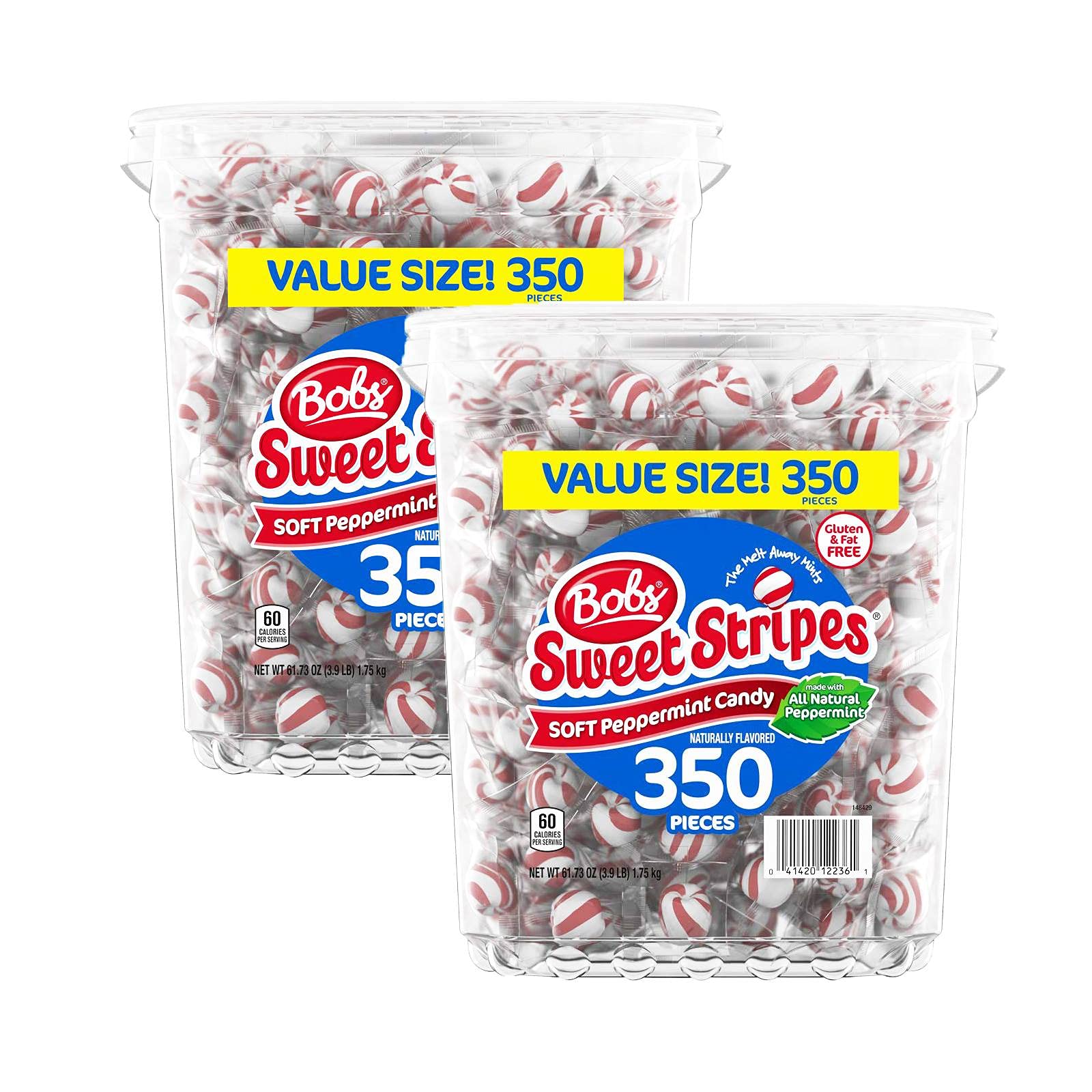Bob's Sweet Stripes Soft Peppermint Candy, 350 Count, 61.73 Oz (2 Pack)