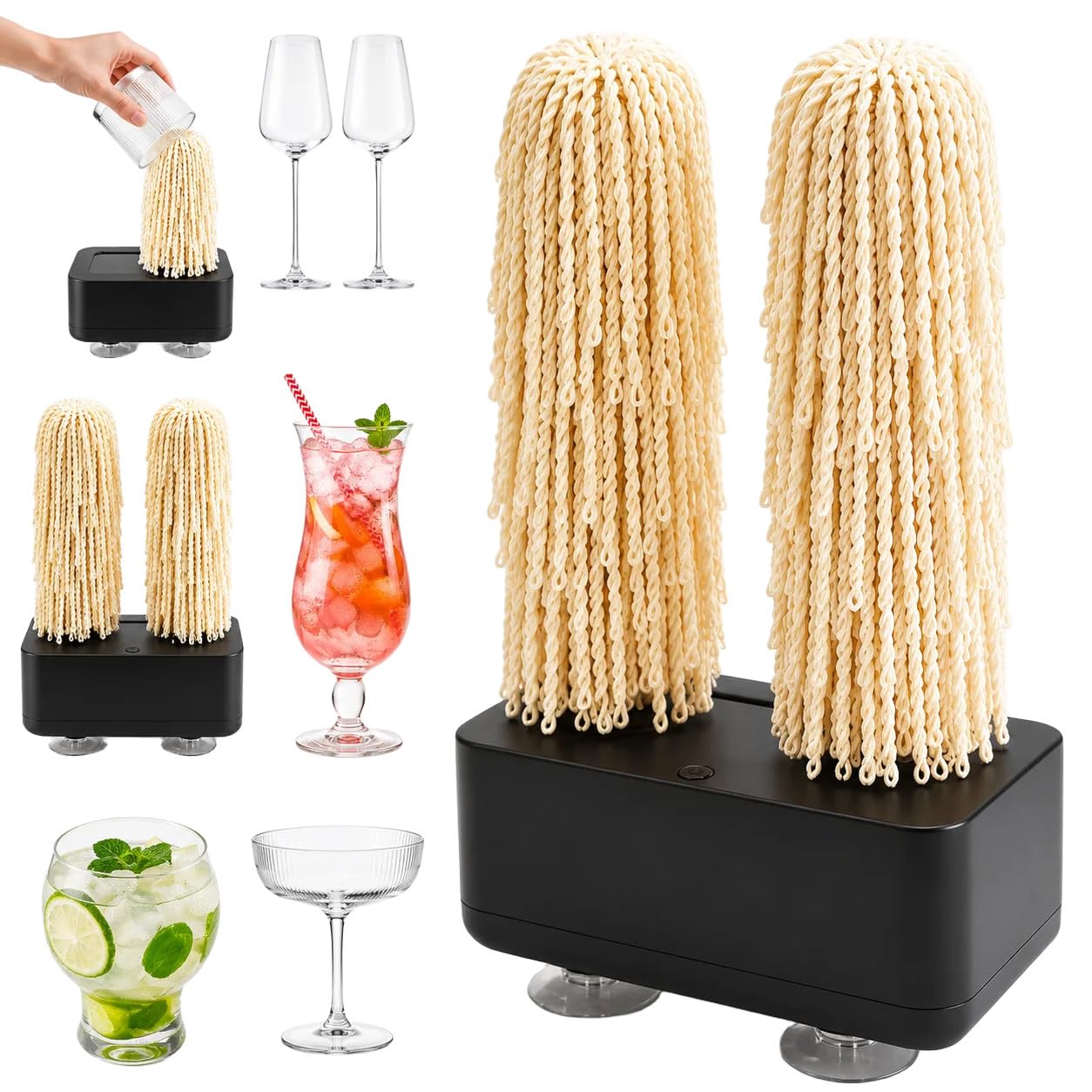 Lucidatrice Automatica per Bicchieri e Pulitore Elettrico Pro Black