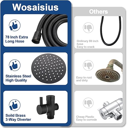 Miniatura 7 de Cabezal de ducha de alta presión con mano, cabezal de ducha de 6 modos con manguera de ducha de acero inoxidable de 79 pulgadas, lavado eléctrico
