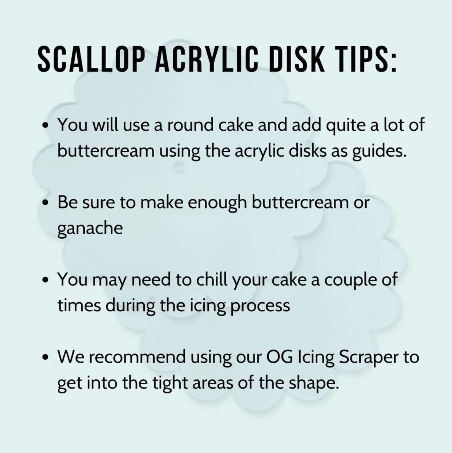 12 Inch Scallop-Petal Disk Set-Novelty Shaped Acrylic Disks for Cake Decorating