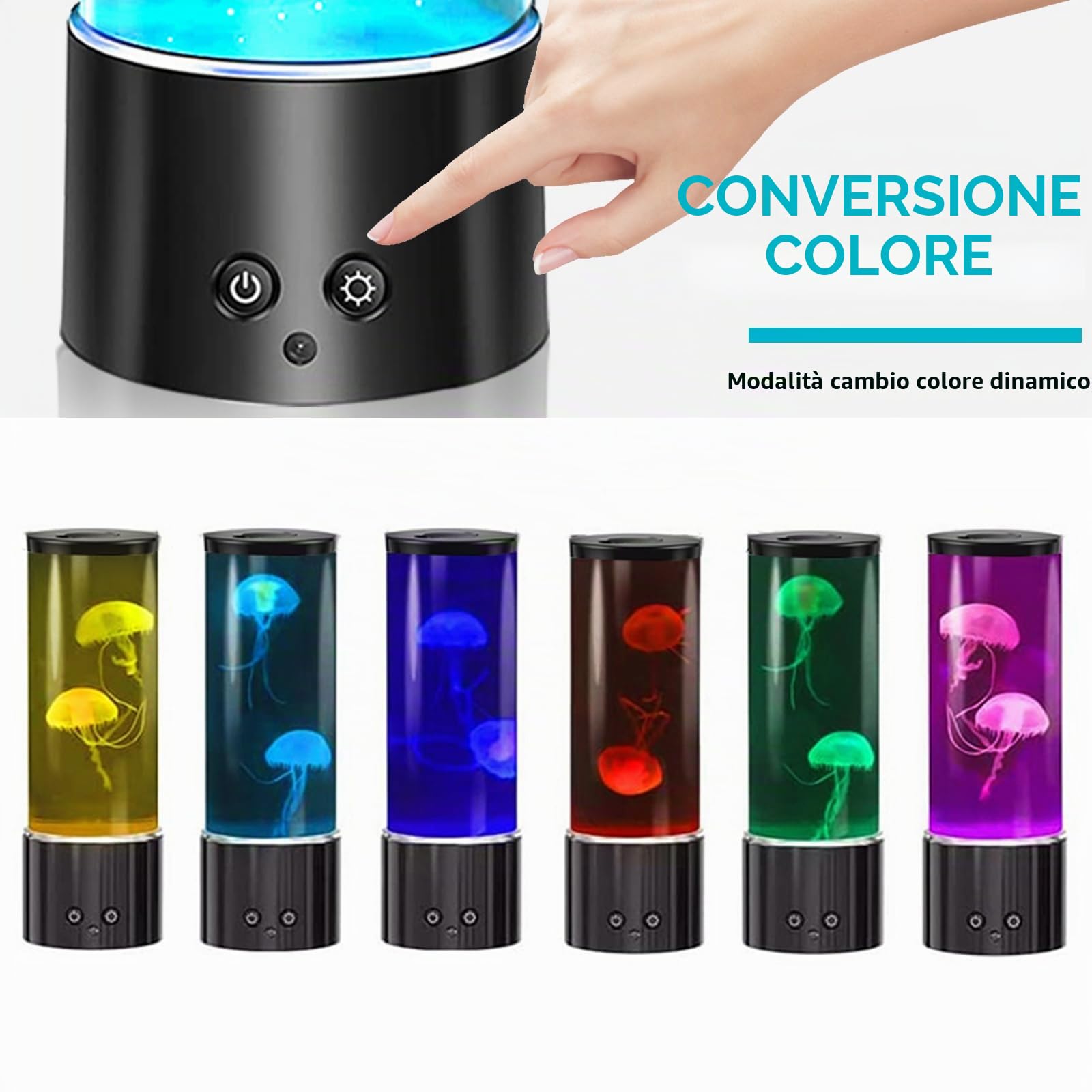 Lampada Meduse, Jellyfish Lamp Colorata, Acquario Cilindro 17 Colori Mood Light, USB Lava lamp Luce Notturna Bambini Lampada da Tavola per Rilassante o Deco