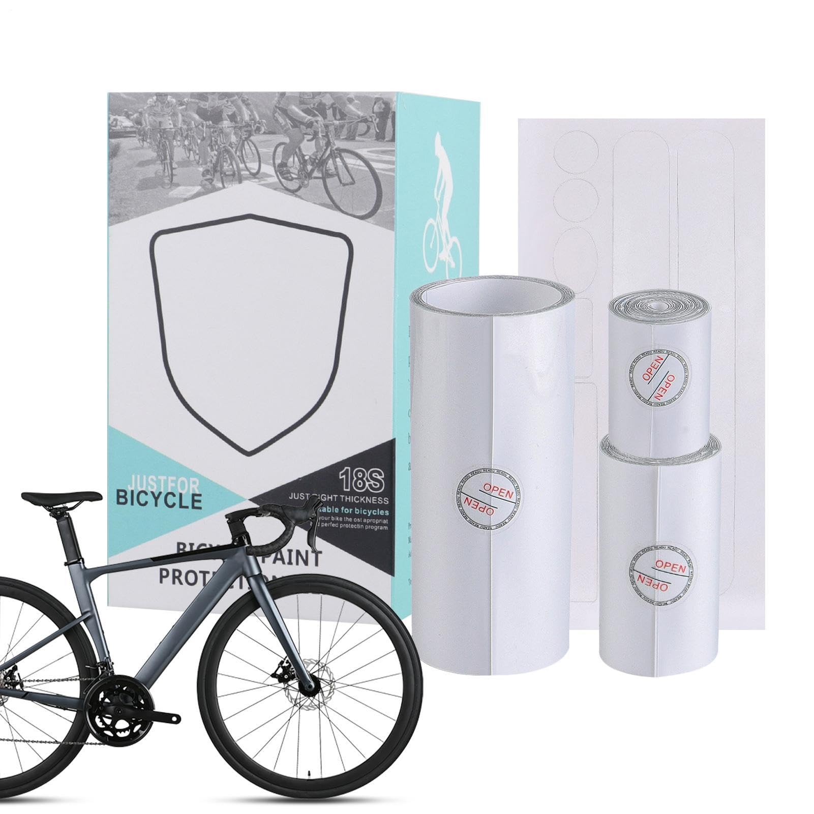 Nastro protettivo per bici, Scudo in PVC trasparente per deflessione degli impatti, Materiale antigraffio in PVC trasparente con funzione di rimozione senza residui, Avvolgimento bici pe