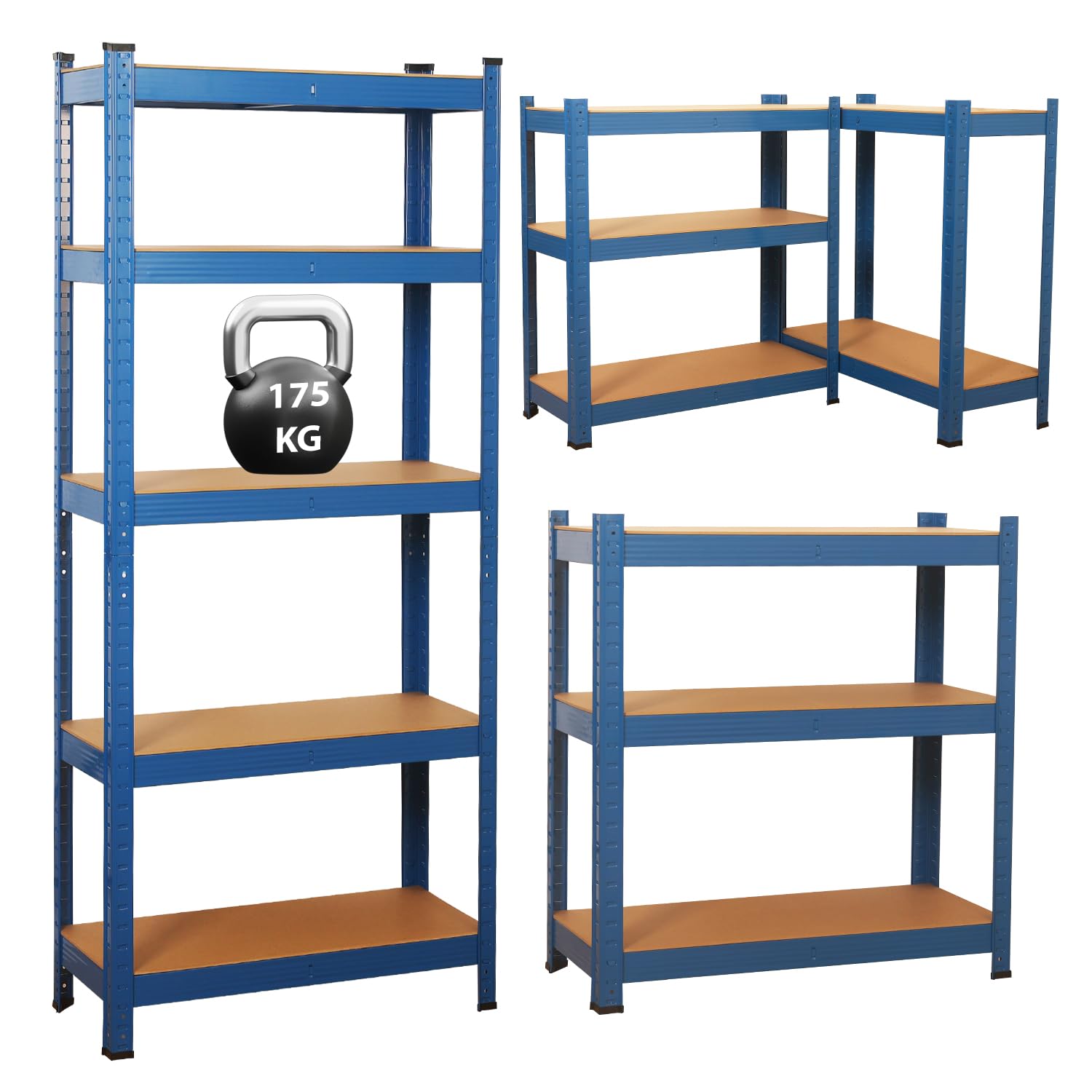 Garage Shelving Units,5 Tier Shelving Unit Garage Shelves Storage Shelf Heavy Duty Shed Storage Racking Shelf Metal Boltless for Warehouse Workshop Office (Blue, 90X40X180) — image 1