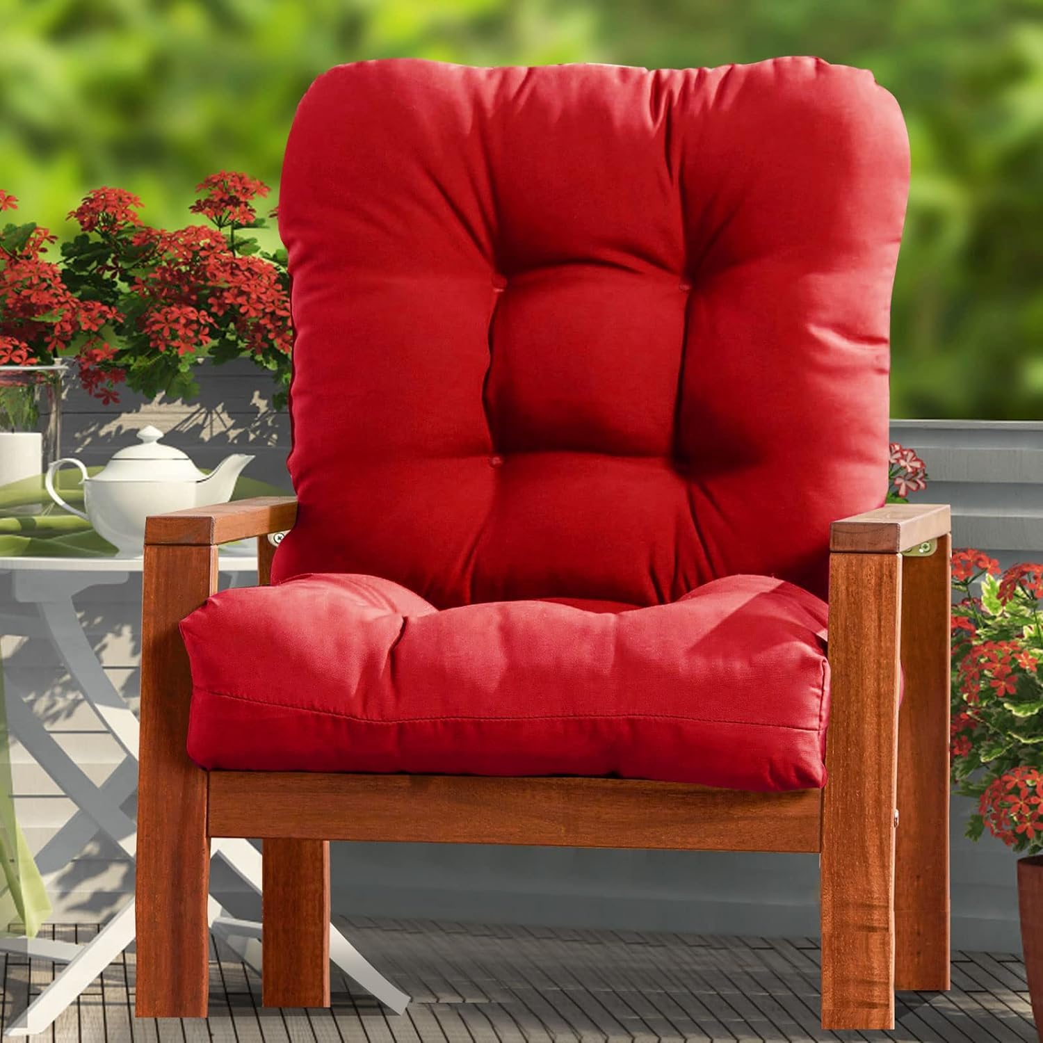 Coussin De Chaise De Jardin Imperméable Avec Dossier - Lavable Et Déhoussable - Pour Fauteuil Extérieur