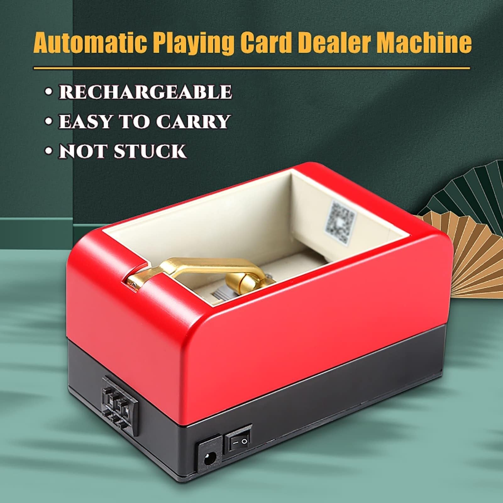 Máquina automática de repartidor de cartas, máquina portátil giratoria de 360° for dividir cartas con mantel de póquer y maleta, barajadora eléctrica de naipes for juegos de 2 a 8 personas, sin funció