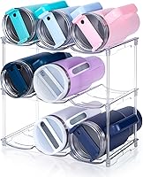SPOSPO Stackable Water Bottle Organizer for Stanley 40oz Tumbler - 3 Pack Cabinet Holder for YETI, Hydro Flask, Kitchen Pantry Storage Rack