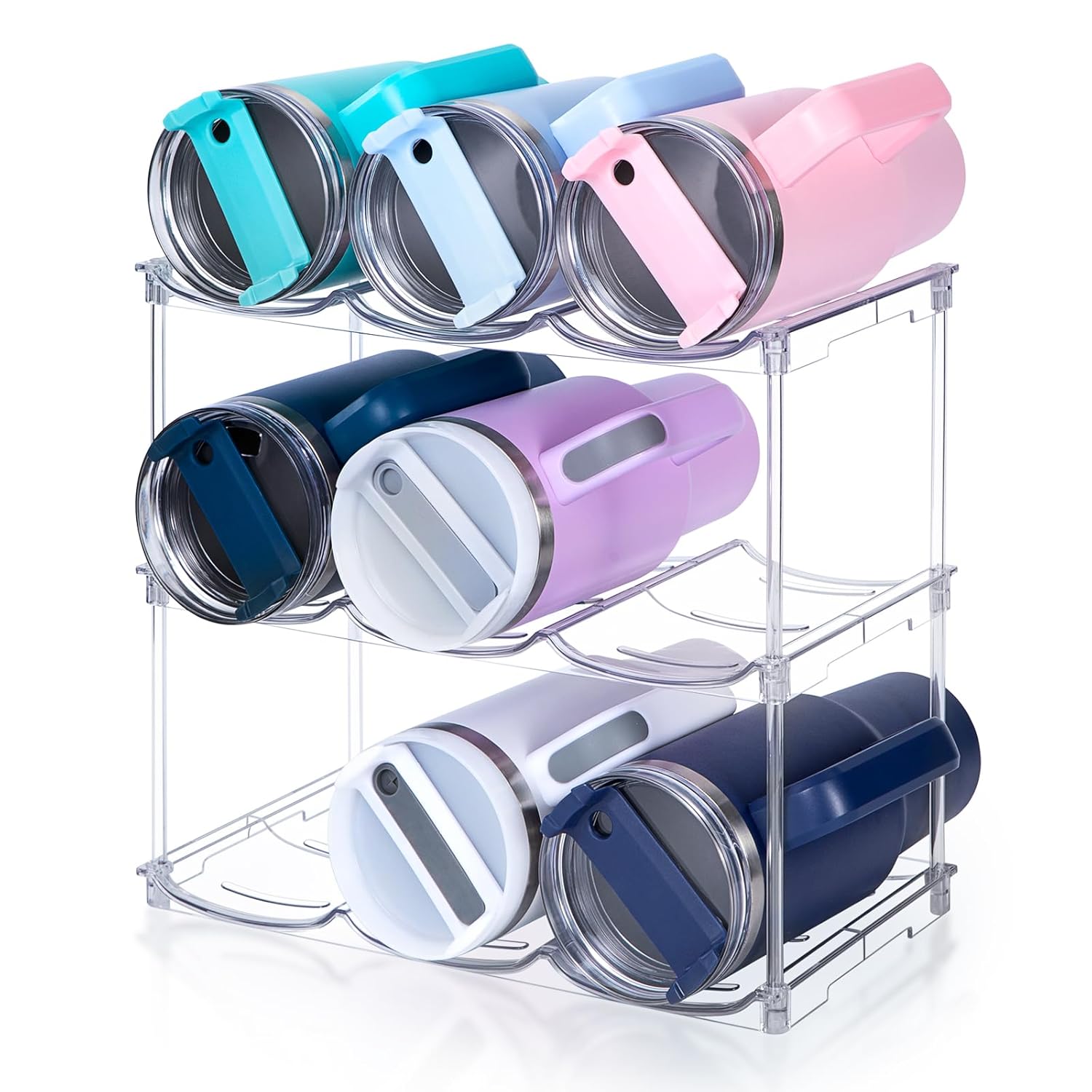 Stackable Water Bottle Organizer for Stanley 40 oz Tumbler Water Bottle Holder for Cabinet Pantry Kitchen Organizers and