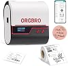 ORGBRO Label Maker, Z3 Bluetooth Thermal Label Printer 2-3 Inch Print Width Barcode Sticker Maker Machine for Clothing, Jewelry, Supermarket, Small Business with 1 Roll White 50x30mm Label, Red
