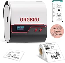 ORGBRO Z3 Printer Thermal Adhesive Labels Labeling Machine Custom Adhesive Labels for Joyería, Supermercado, Pequeñas Empresas with 1 Roll Blanco de Etiquetas de 50x30 mm, Rojo