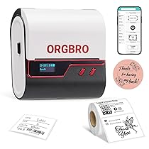ORGBRO Z3 Stampante Etichette Adesive Termica Etichettatrice Etichette Adesive Personalizzate para Joyería, Supermercado, Pequeñas Empresas con 1 Rollo Blanco de Etiquetas de 50×30 mm, Rojo
