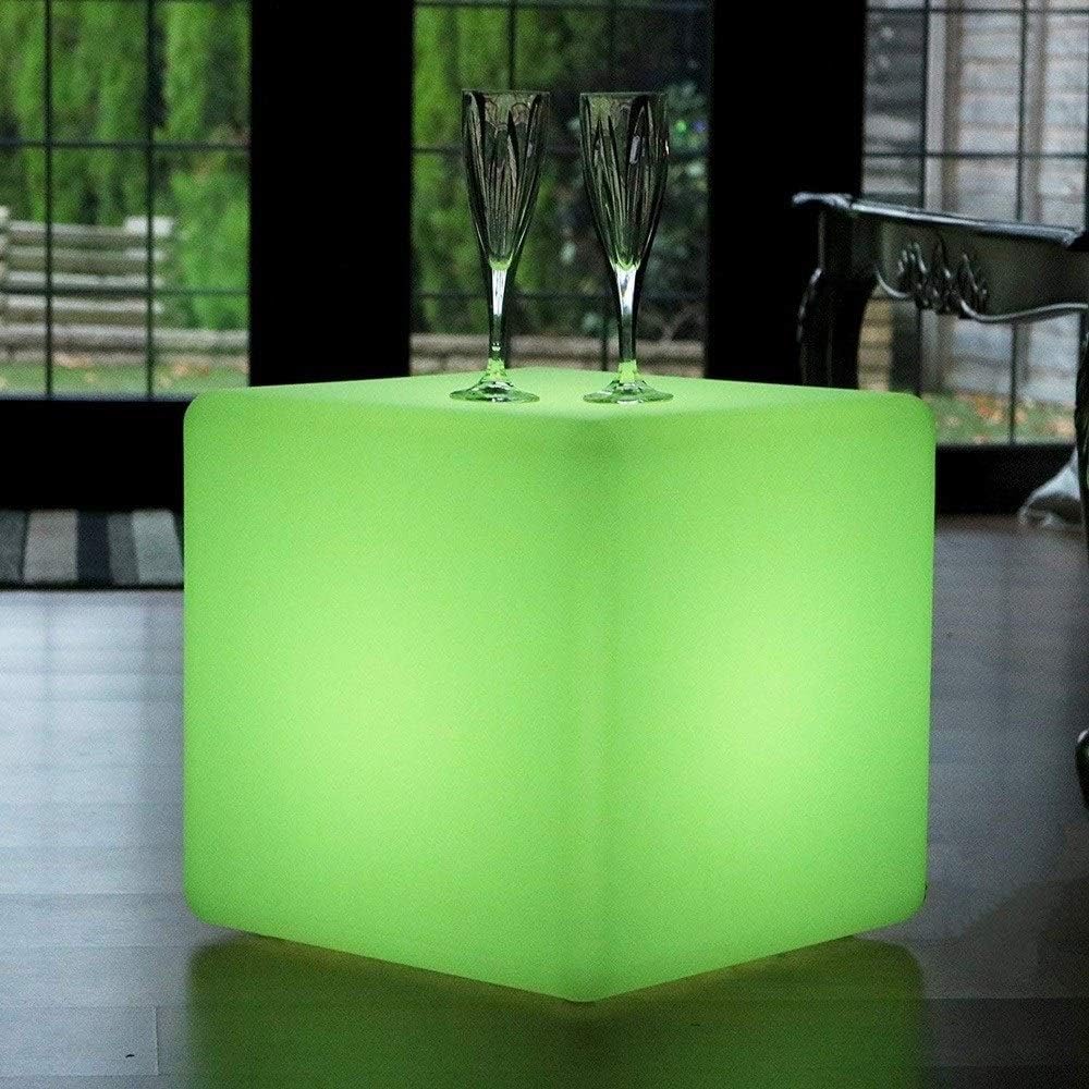 Paddia Modern Outdoor Remote Changing LED Cube Stool Floor Lamp Waterproof Light Up Seat/Side Table/Furniture Mood Light for Garden Bar Pool Wedding Party Warmth, Romance,Illuminating Your Love Ne