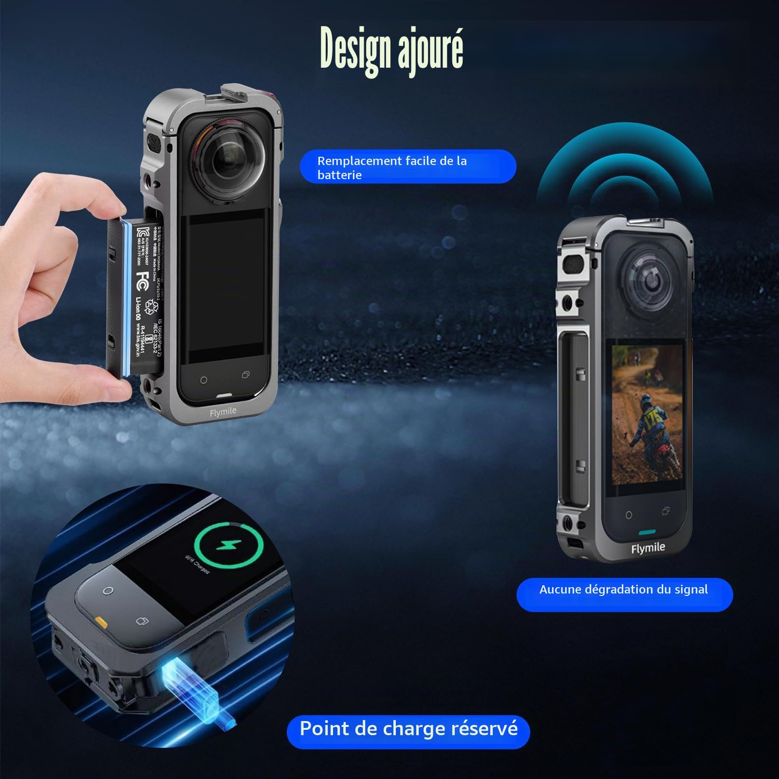 Boîtier de protection en métal pour accessoires Insta360 X5, cadre en aluminium avec cache objectif en silicone, avec trou de vis intégré 1/4", cage pour appareil photo avec interface chaussures