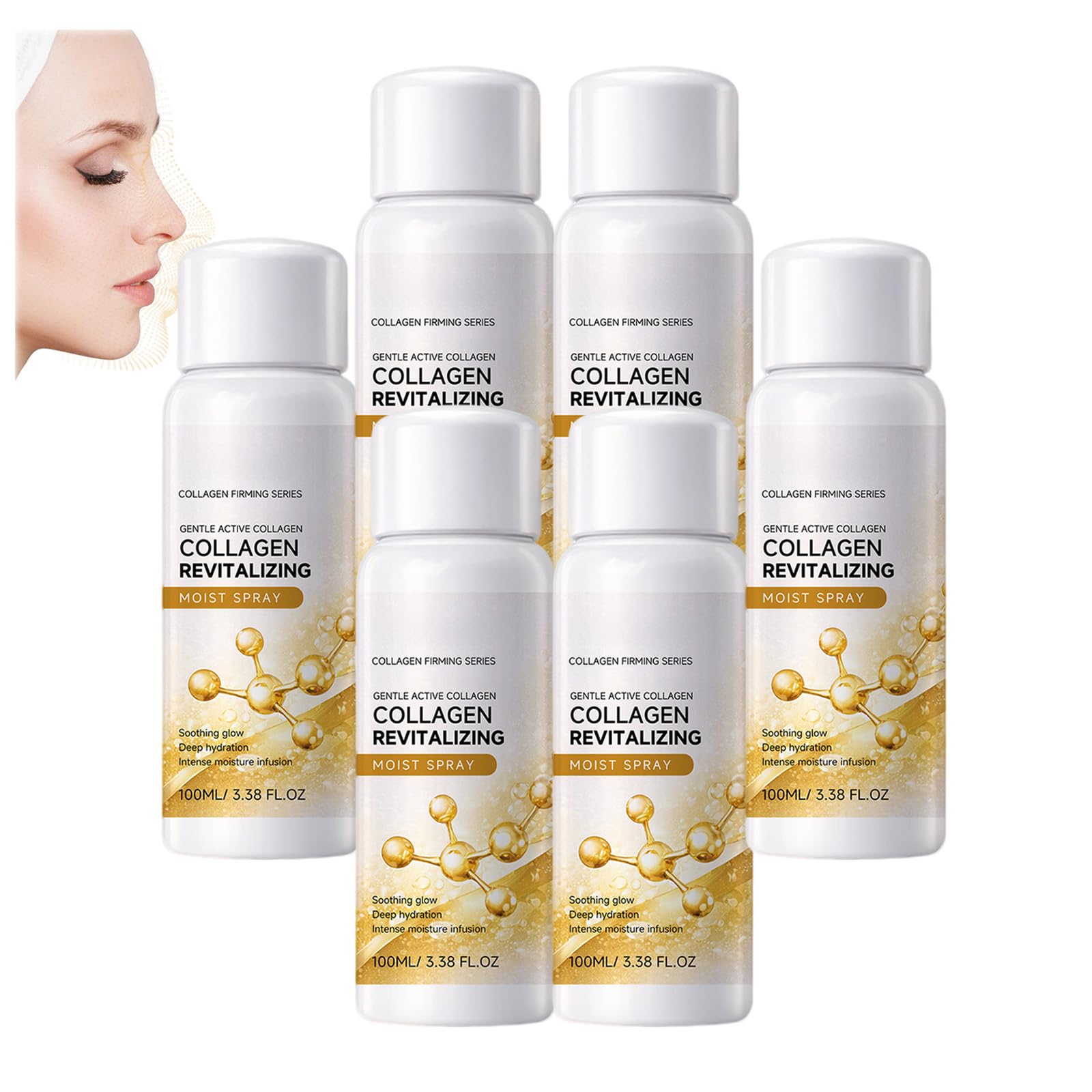Spray rassodante al collagene, siero rassodante per viso e corpo, idrata e lenisce la pelle, idratante idratante nebbia idratante, assorbimento rapido, non unge (6 pezzi)