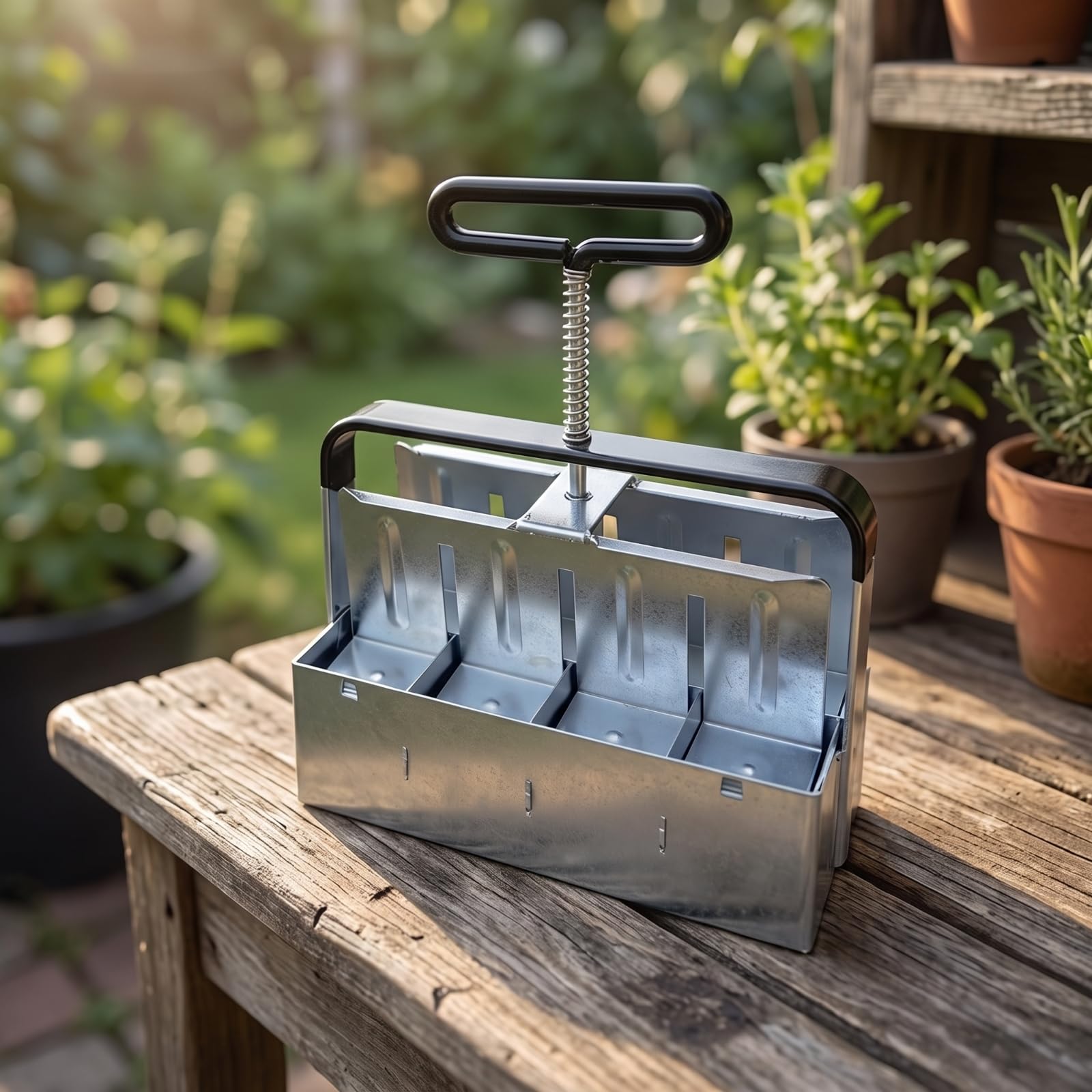 Presse-Mottes à 4 Mottes Robuste Outil Compact pour Jardiniers, Jardin Comestible
