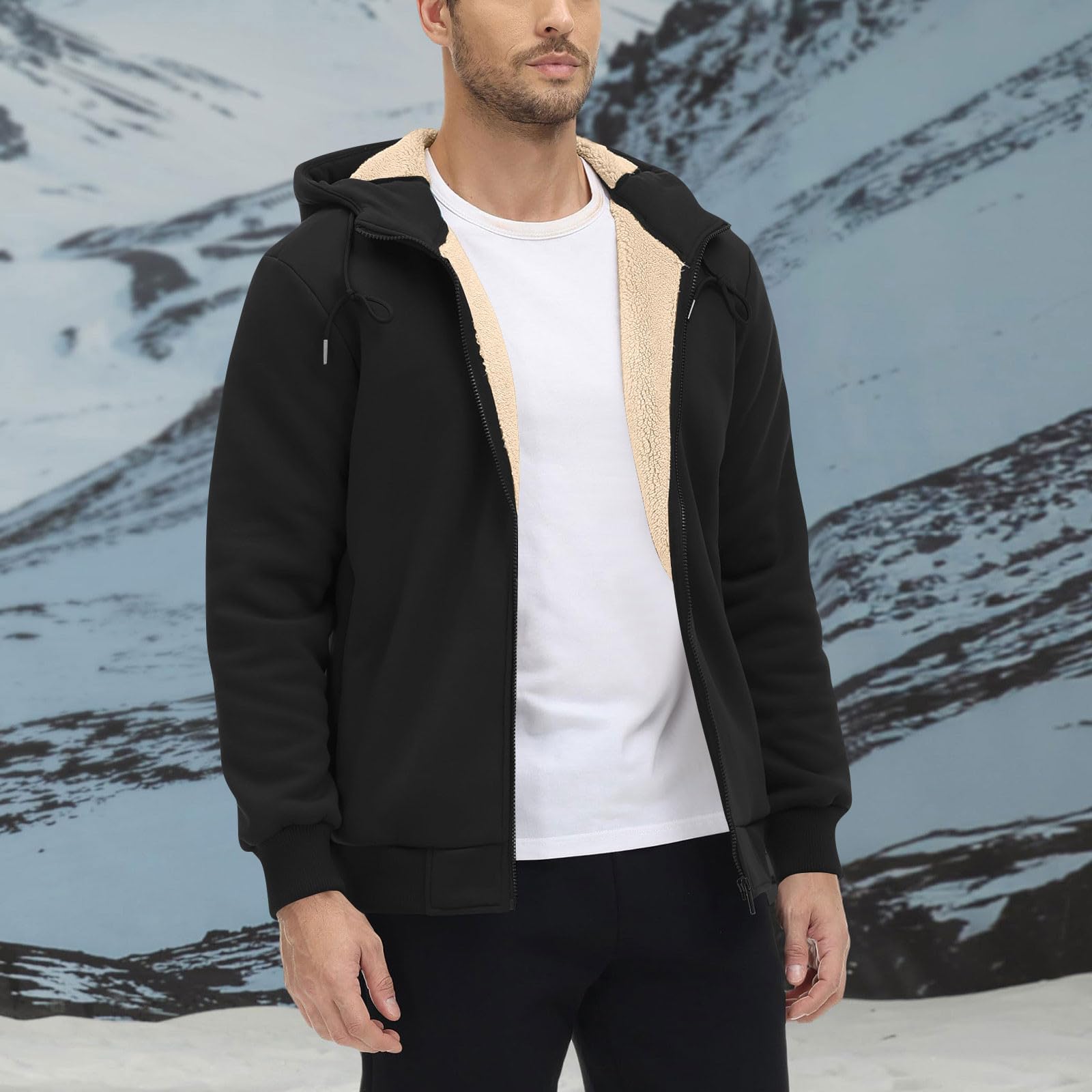 Générique Sweat à Capuche Homme Veste Polaire Chaude et Épaisse Hoodie Sweatshirt Hiver Manches Longues Pull Homme Polaire Chaud Sweats à Capuche Casual avec Poche pour Hiver et Automne Vetement