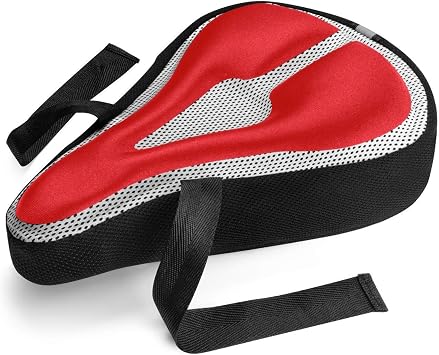 Roam - Seat Cushion Cover - Comfort Gel Pad for Mountain, Exercise & Road Bikes - Waterproof Protection for Men & Women - Red