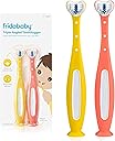 Frida Baby Triple-Angle Toothhugger Training Toddler Toothbrush | Toddler Toothbrush 2 Years and Up, Cleans All Sides at Once | 2 Pack (Yellow + Pink)