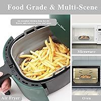 Vista 4 de Aichoof Forro rectangular para freidora de aire, olla redonda de silicona reutilizable, diseño de filtro de aceite antiadherente, tapete de cocina