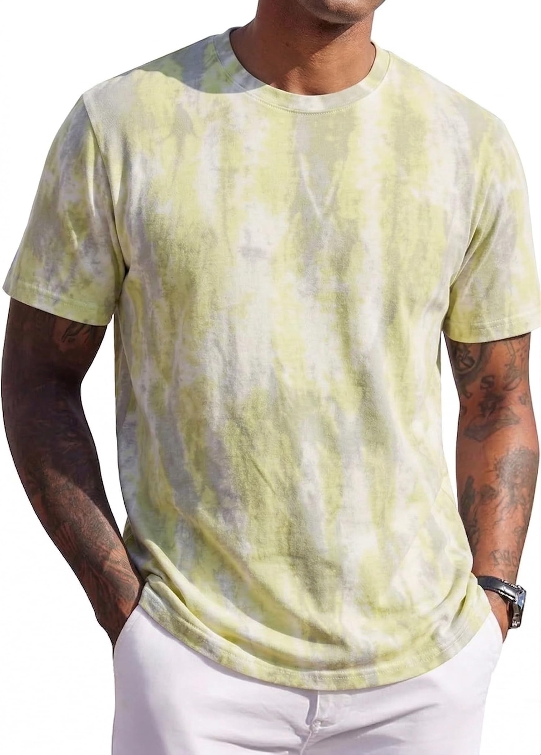 JEEGAL Herren T-Shirt Rundhals, 95% Baumwolle 5% Elasthan, Regular Fit Kurzarm Shirt mit Print, bequemes Männer Basic Shirt für Alltag Freizeit Sommer