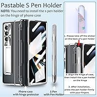 Vista 2 de Funda transparente para Samsung Galaxy Z Fold 4 con soporte para bolígrafo S y bolígrafo, diseño de una pieza con protector de bisagra, protector