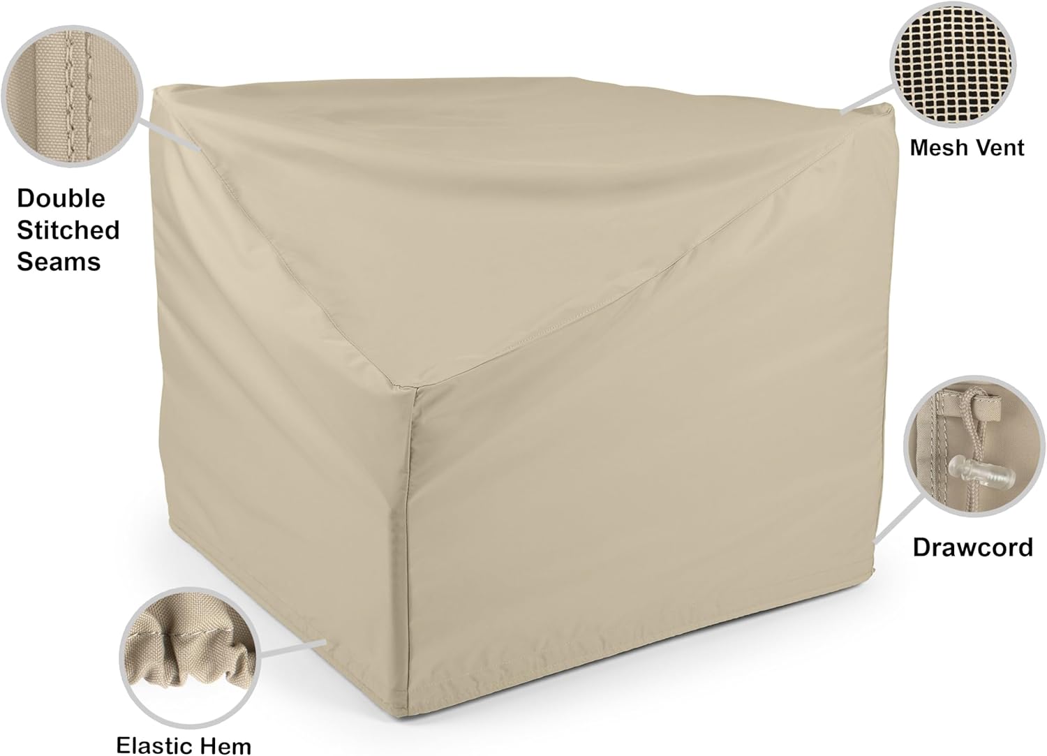 Covermates Outdoor Corner Sectional Chair Cover - Water Resistant Polyester, Drawcord Hem, Mesh Vents, Seating and Chair Covers, 34W x 34D x 30H, Khaki