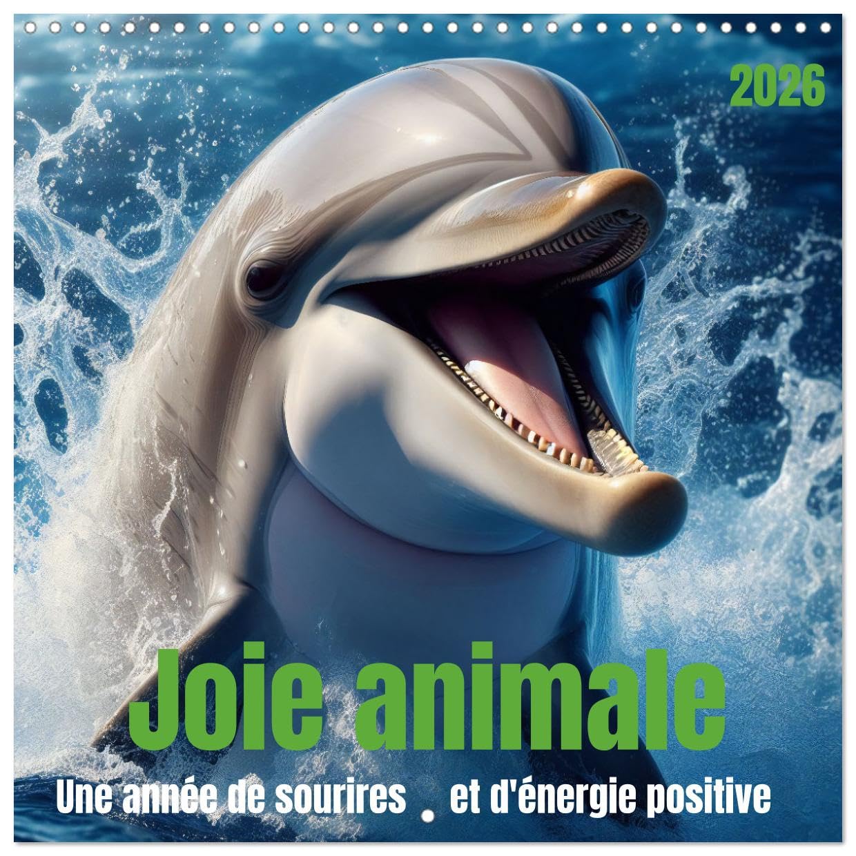 Joie animale - Une année de sourires et d'énergie positive (Calendrier mural carré 2026 30x30 cm) Calendrier double avec une page pour vos prises de ... vivre et de l'énergie positive de ces animaux