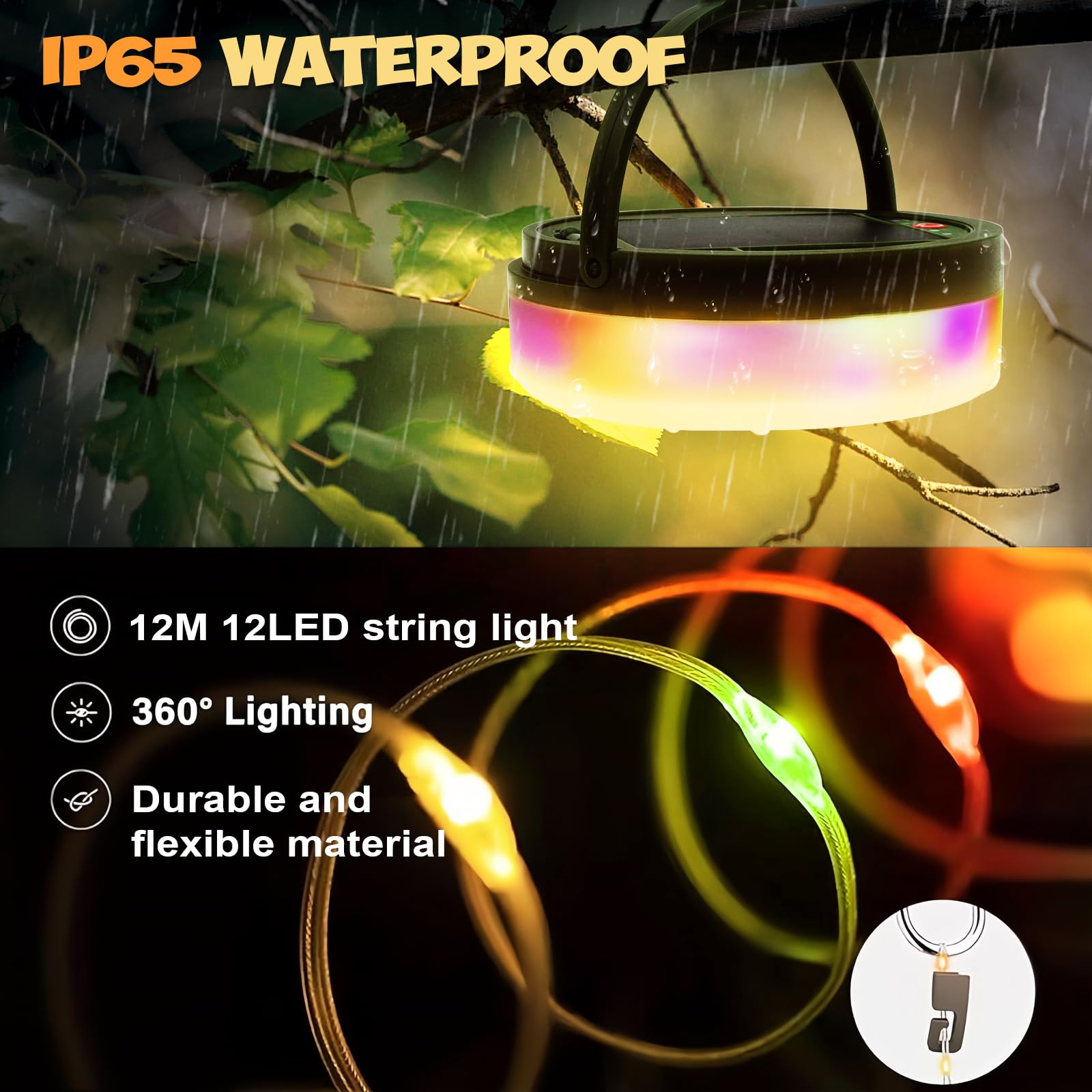 Peasur 3 Pacchi Luci Solari Esterno, 3 X 12M 120LED Catena Luminosa - Foto 6