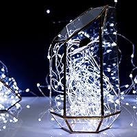 Vista 4 de LALAPAO Paquete de 16 guirnaldas de luces LED a pilas (incluidas) de 10 pies, 30 luces LED impermeables, alambre plateado, luciérnaga, tarro