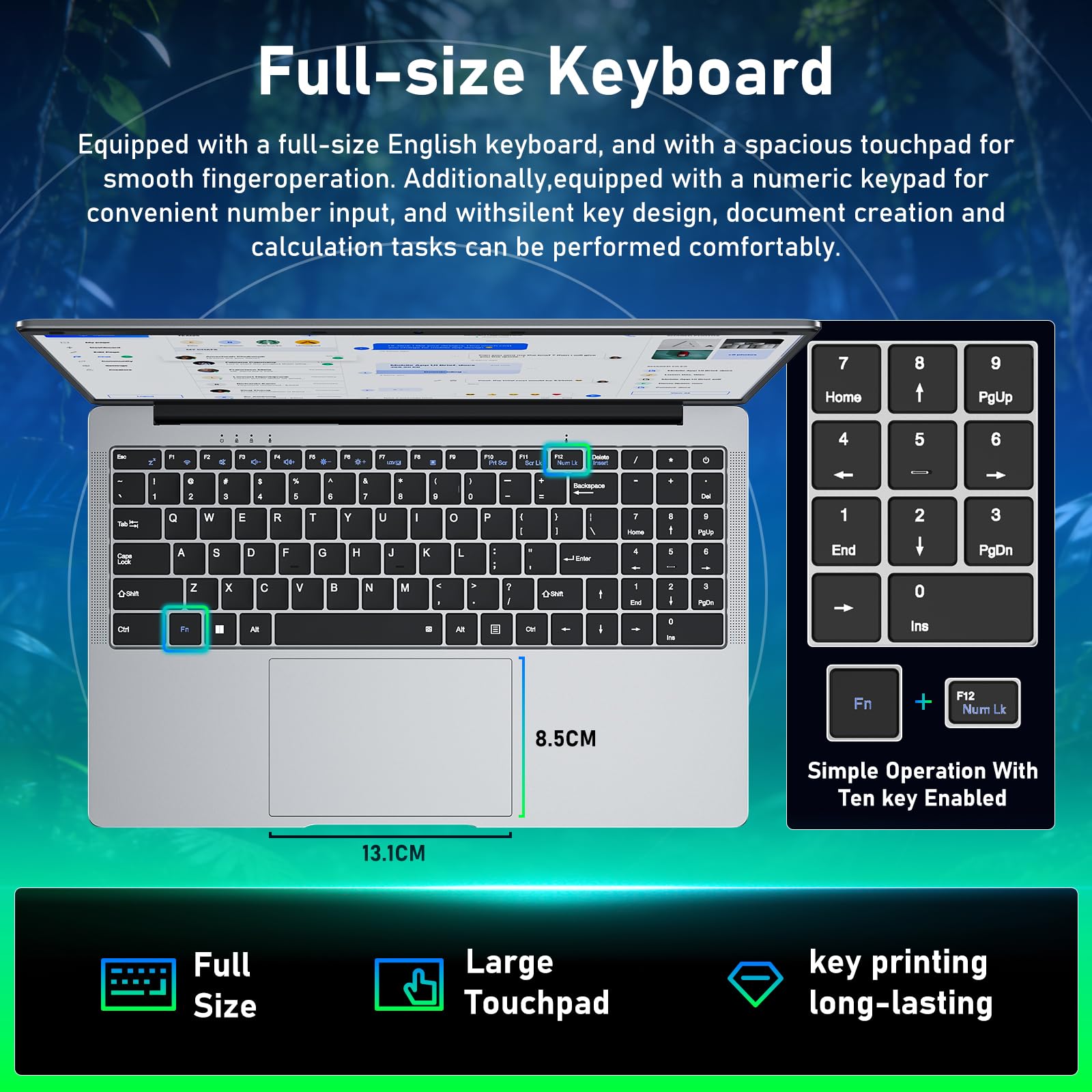 15,6" Ordinateur portable Win11 Pro avec 12 Go de RAM,SSD 256 Go,MS Office 365,écran 100 % sRGB,processeur N4000, Wi-Fi 5 double bande,Bluetooth 4.2, USB-A, HDMI, écran FHD 1920 x 1080 (N4000 12+256) - 5