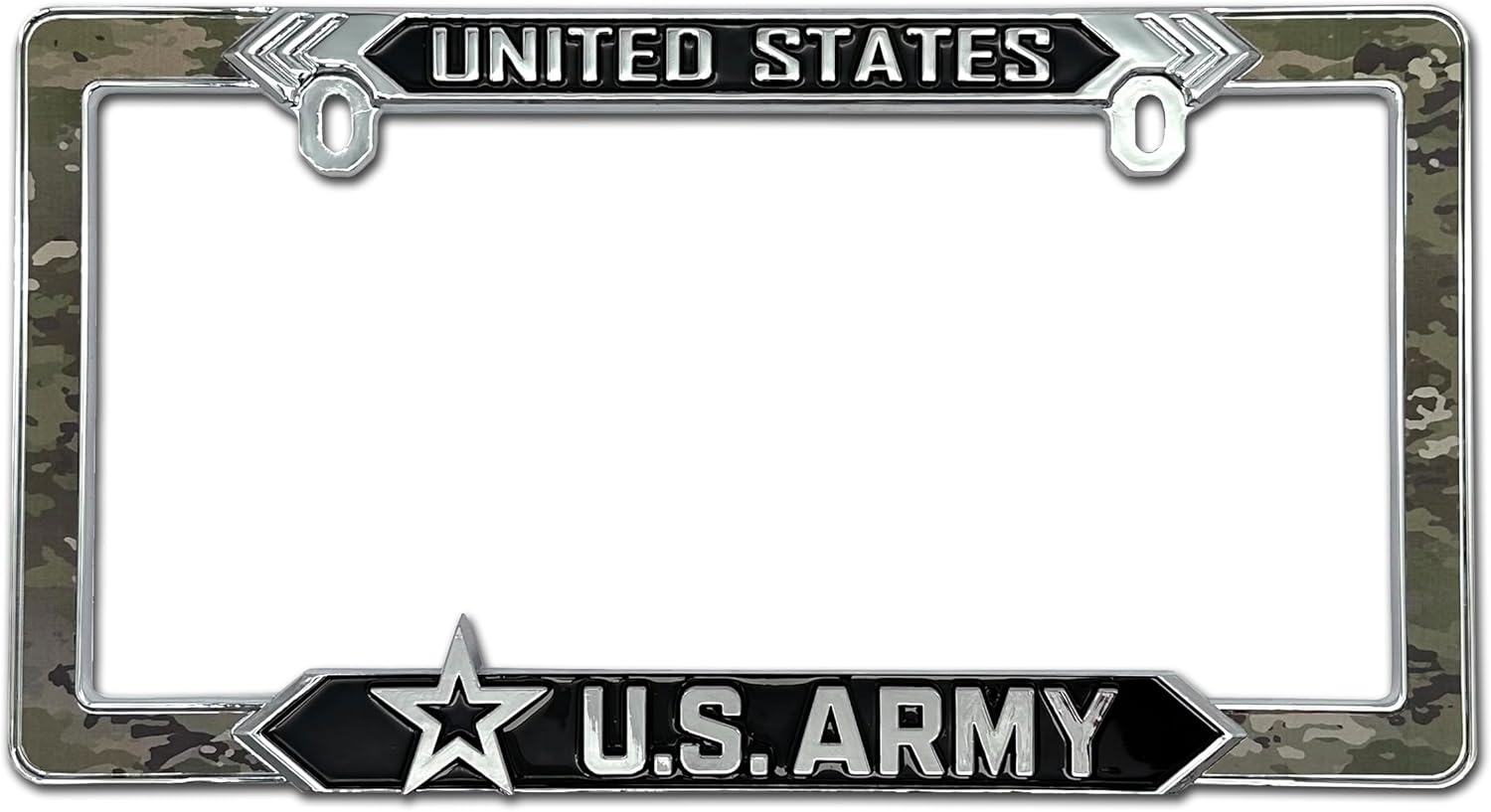Elektroplate Officially Licensed – United States Army Chrome-Plated All-Metal Standard Size Premium 3D License Plate Frame Tag Holder for Cars/SUVs/Trucks Weather-Proof Automotive Accessory