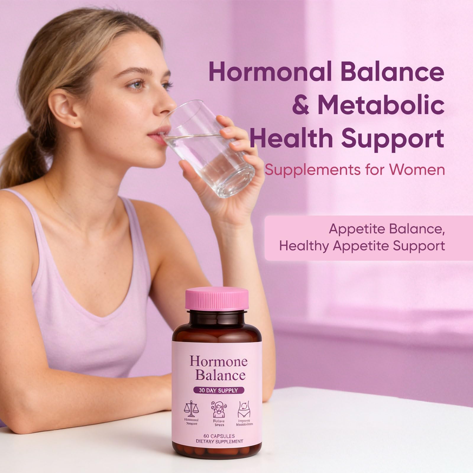 Hormone Balance for Women | Dietary Supplement, Supports Healthy Cortisol Levels & Stress Relief | Mood, Sleep, Energy | Ashwagandha, Ginseng, Maca | 60 Capsules — Amazon image 5