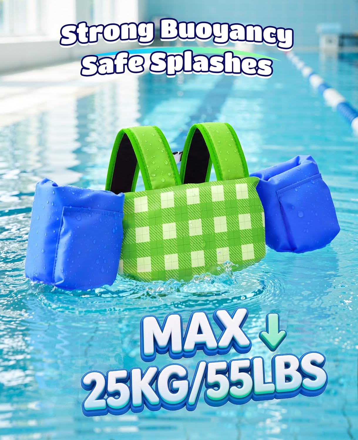HeySplash Toddler Swim Vest for 22-30-40-50-55 Lbs, Kids Floaties with Safety Back Buckle, Puddle Swimming Jumper Jacket with Arm Band, Pool Beach Trainer Swim Aid Float Water Wings for Boys Girls 3-5