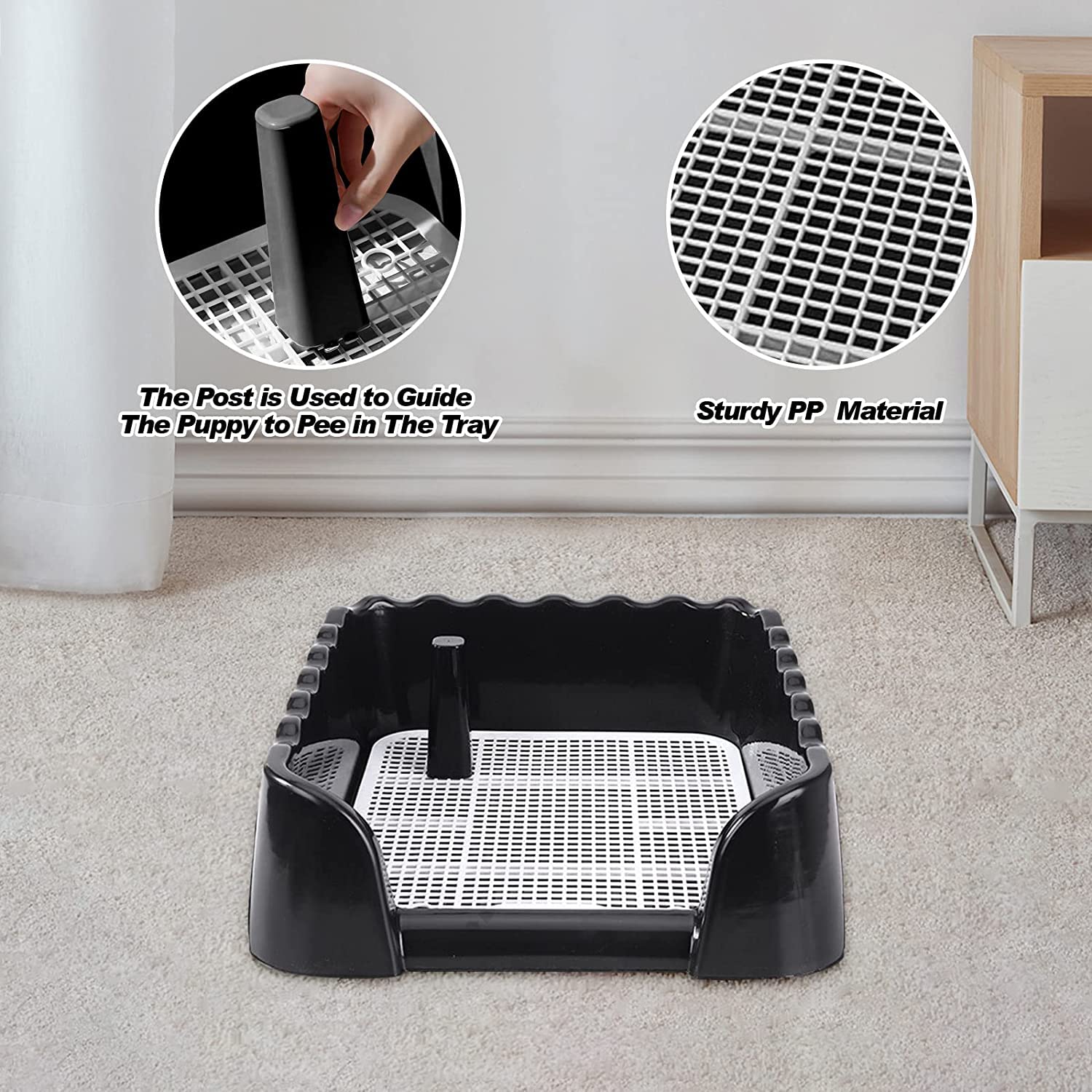 Milageto Inodoro para Perros y Mascotas, Bandeja para Orinal de Entrenamiento para Cachorros, Caja de Arena, Entrenador para Orinal, Soporte para, 40cmx40cmx14cm