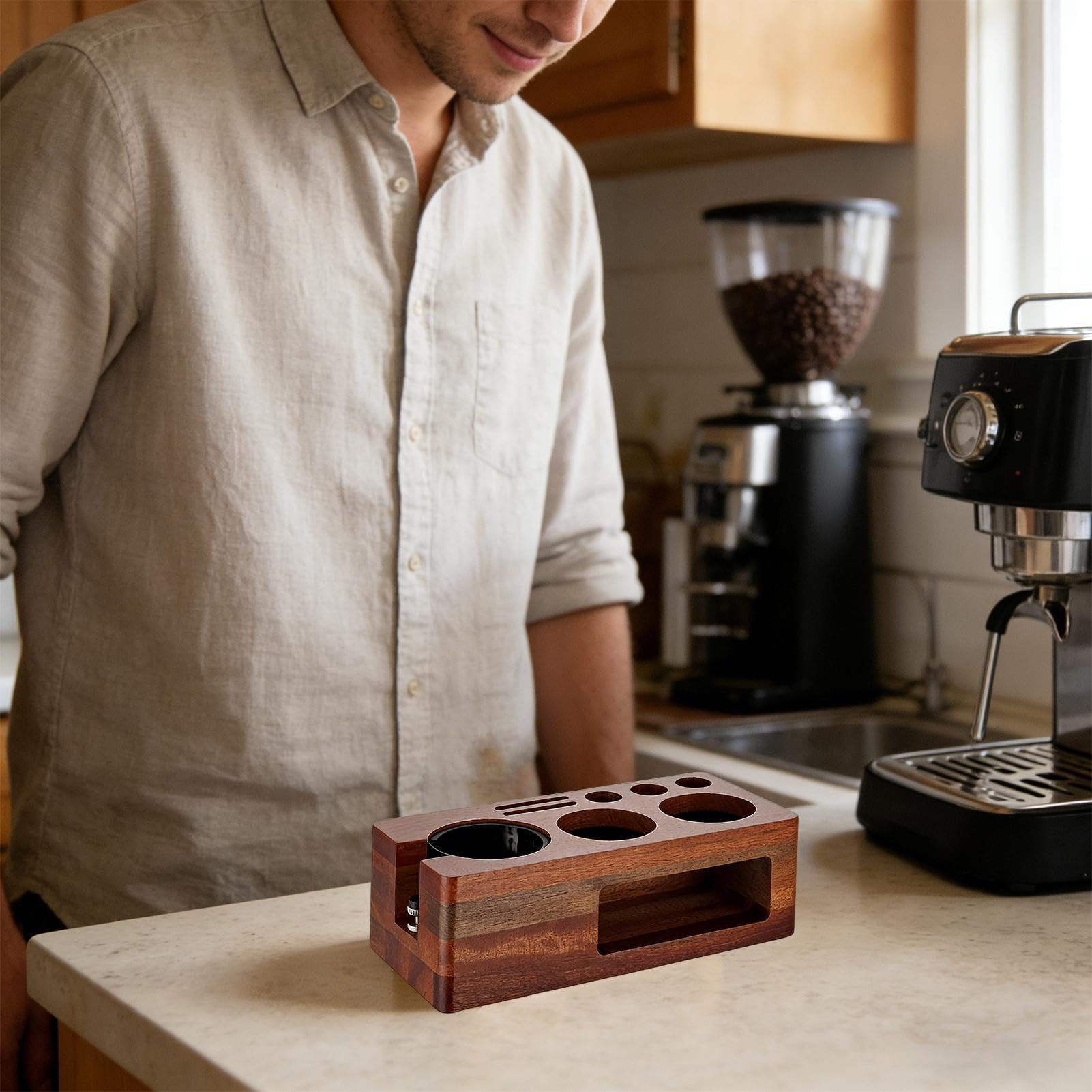 Estación Compactadora para Espresso Organizador Multifuncional De Espresso | Soporte Organizador Para Prensa De Café Para Hogar Cocina Apartamento Residencia