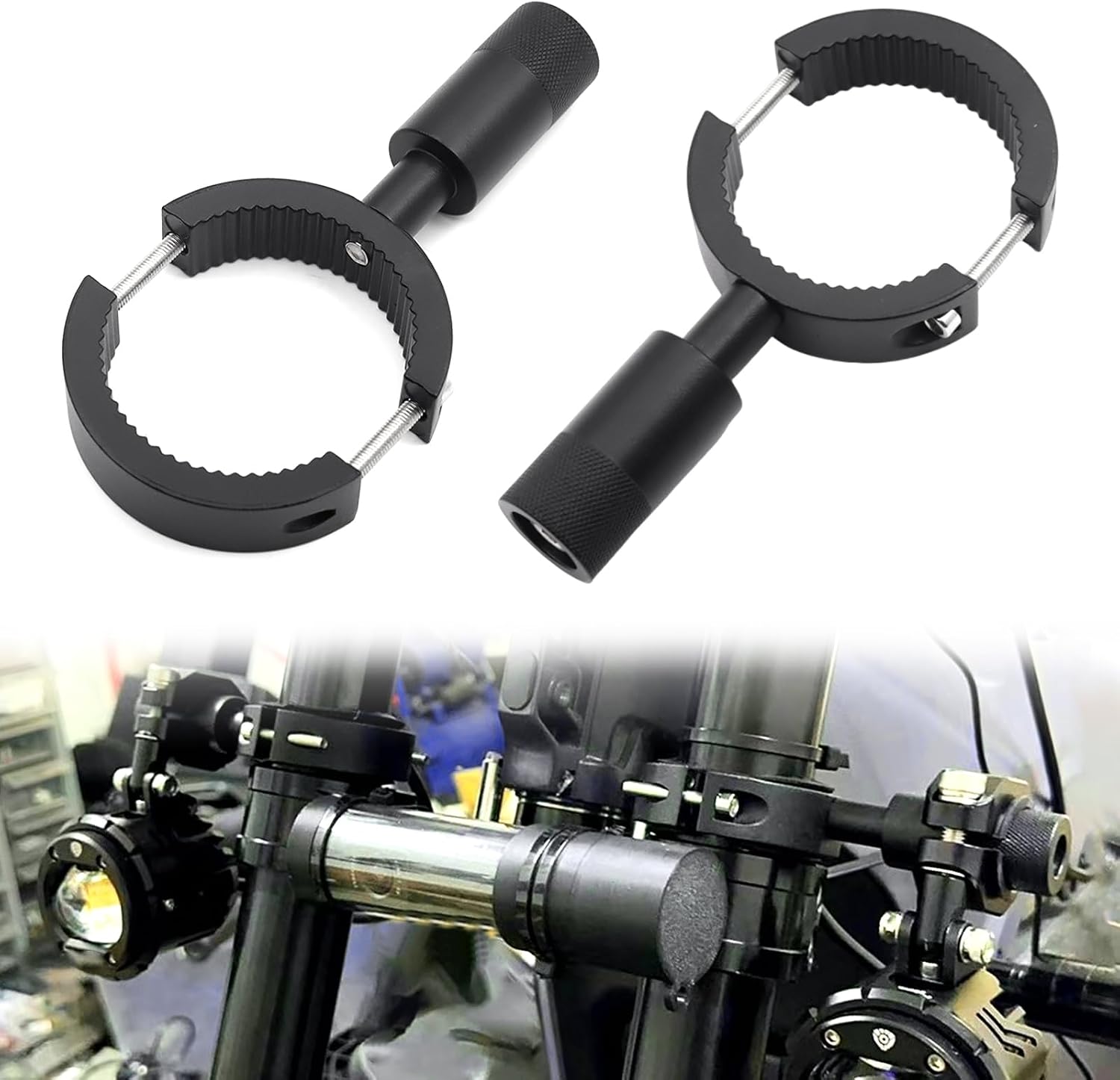 jose2015 Motorcycle Light Bar Mounting Brackets Tube Clamp Mounting Bracket, Fog Light Mounting Brackets Suitable for Anti-Collision Rod Bumper with Diameter Motorcycle of 2-4.5cm 2PCS