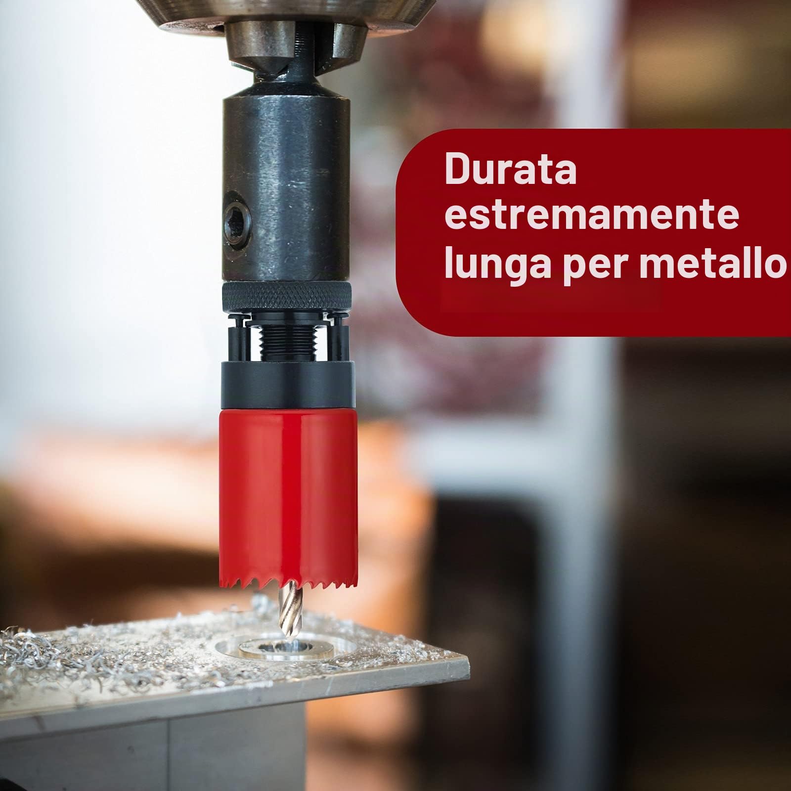 Sega a tazza bimetallica 17 pezzi con 11 lame per sega da 19 a 68 mm con 2 aste, 3 trapani, 1 chiave esagonale per alluminio, legno, piastra in PVC e piastra in plastica