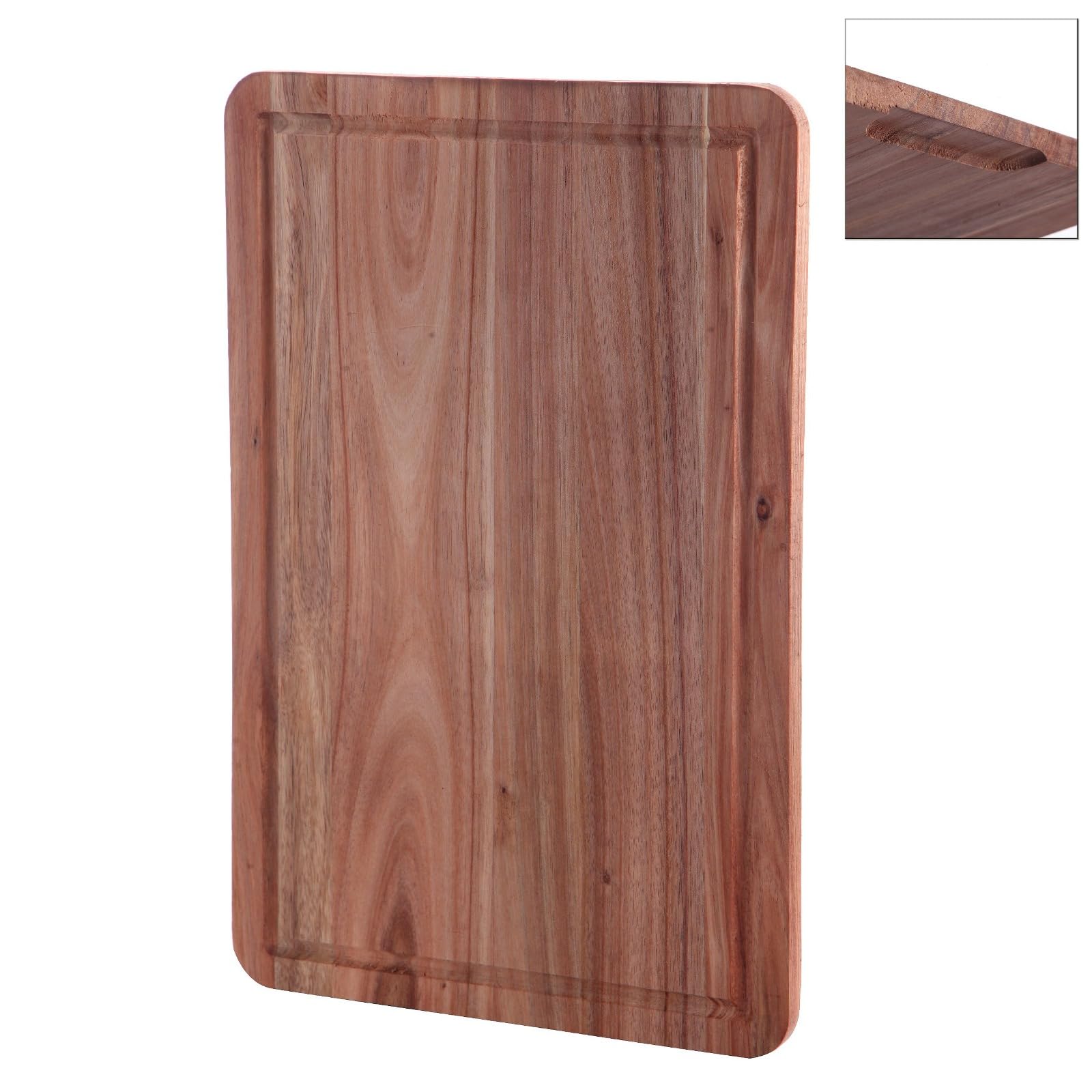 Deconox Doğal Akasya Ahşap Doğrama ve Kesme Tahtası - Kesme Panosu - 40x26x1.5 cm Çok Amaçlı Sunum Tepsisi, Peynir ve Et Servis Tahtası