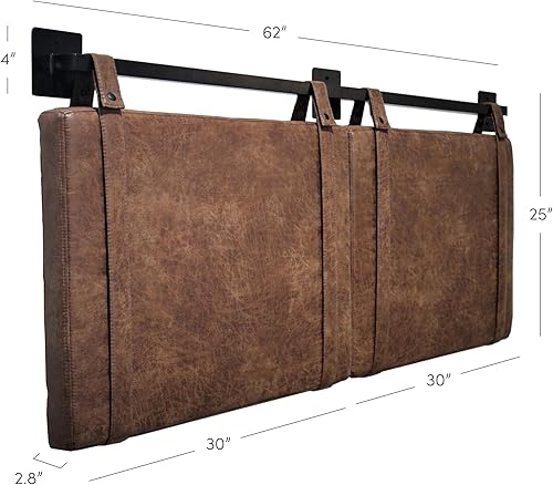 Miniatura 3 de Nathan James Harlow - Cabecera colgante de pared moderna, tamaño Queen, piel sintética marrón