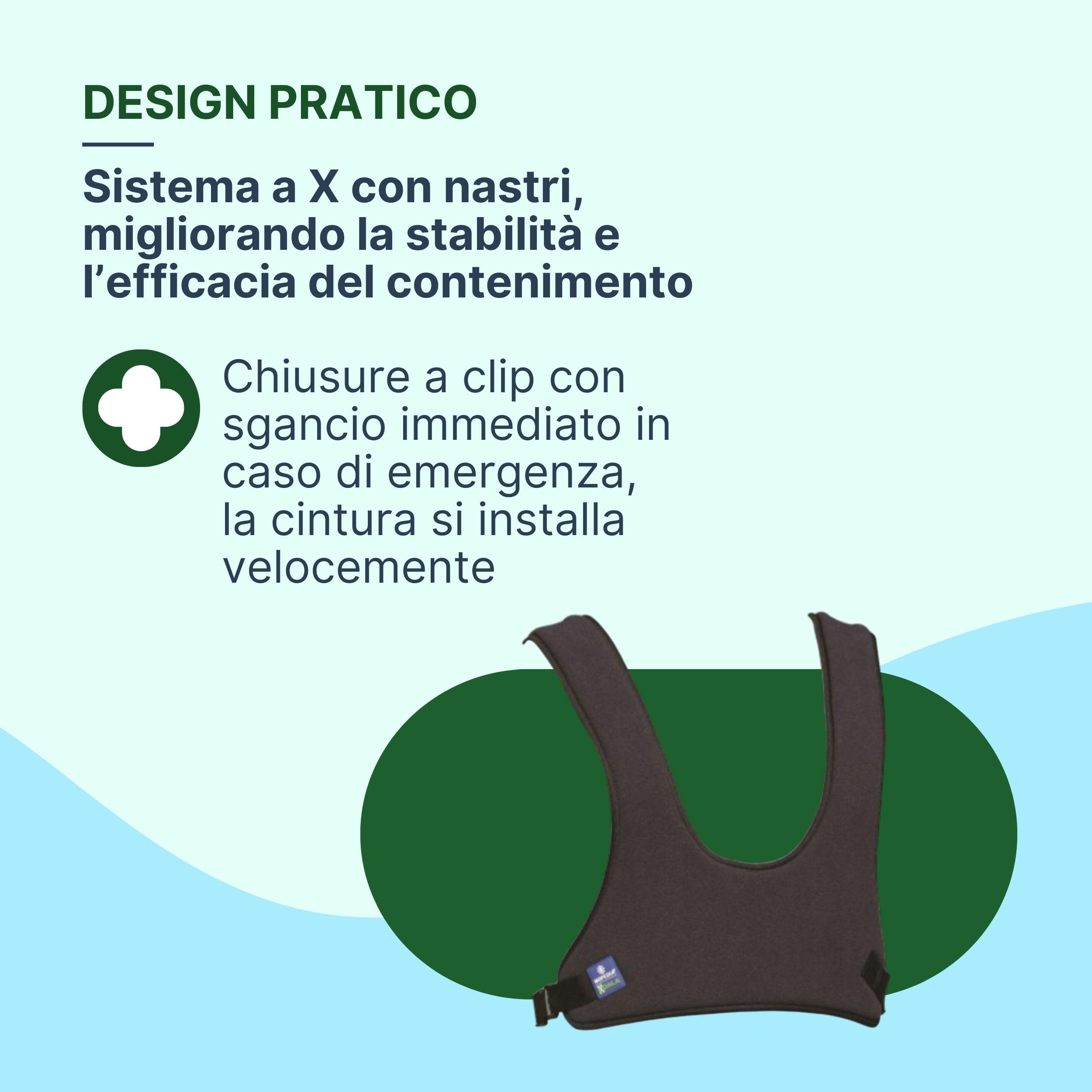 Cintura per Sedia a Rotelle Pettorale a Corpetto, Cintura Sedia Rotelle Imbottita e Regolabile con Supporto a X