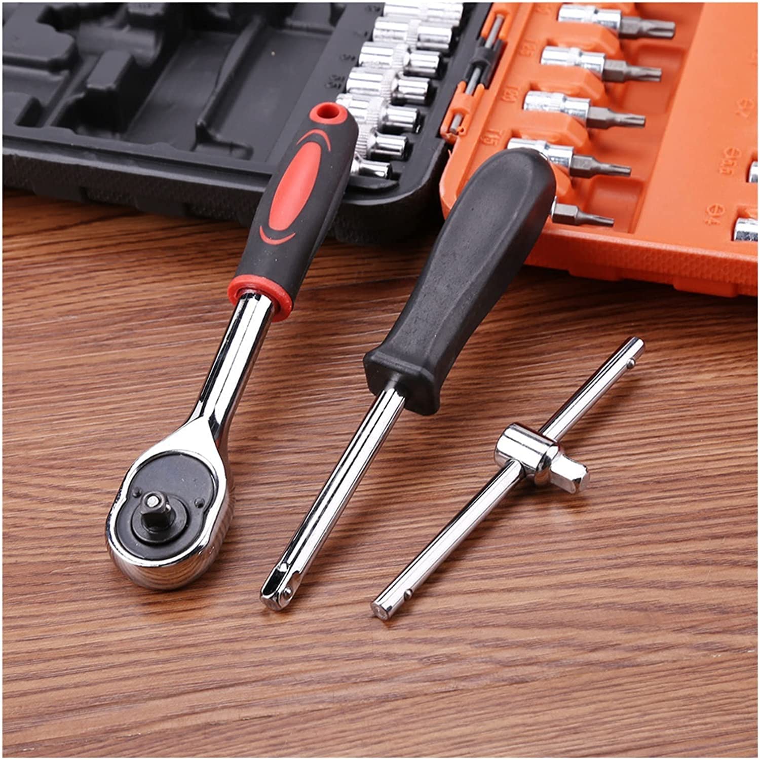 Herramienta de Mantenimiento 53 Piezas Kit de reparación de automóviles Llave de trinquete Juego de Llaves de Tubo Llave Torx Herramientas de Taller mecánico Juego de Herramientas manuales