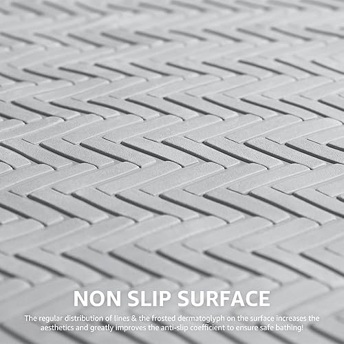 Miniatura 3 de OTHWAY Alfombra de baño antideslizante de goma extra larga para bañera, lavable a máquina, antideslizante con 332 ventosas fuertes (A Little Grey,