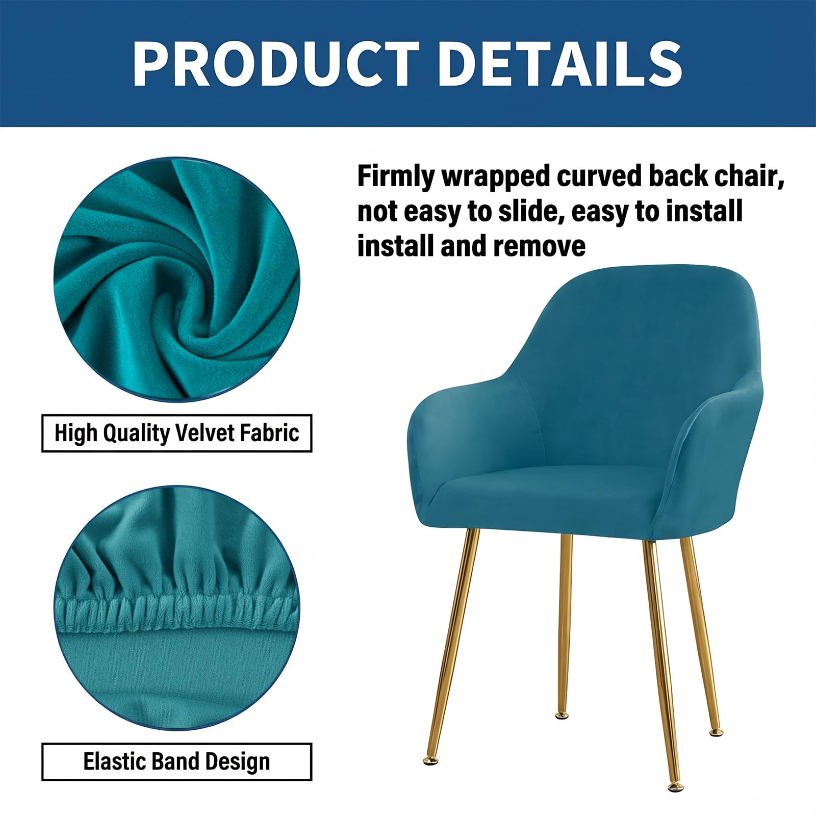 Cubierta de Terciopelo para Silla con Reposabrazos, Funda Elástica Lavable para Sillas de Respaldo Curvo, para Comedor, Sala, Cocina y Dormitorio (Estilo 18,4 Pieza)