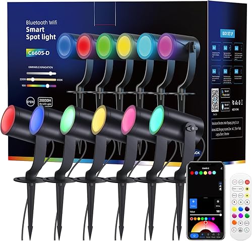 Miniatura 1 de APPECK Luces de paisaje de bajo voltaje, IP67 impermeables de 2000 lúmenes, luces de punto para exteriores, iluminación inteligente RGBICW que